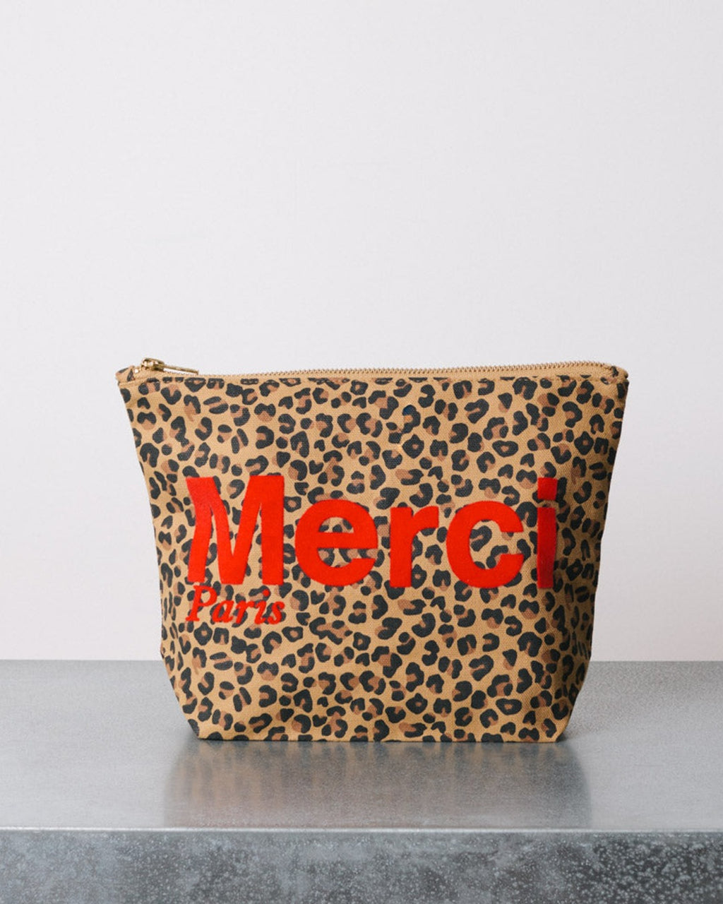 Merci - Pochette En Coton - Léopard & Rouge