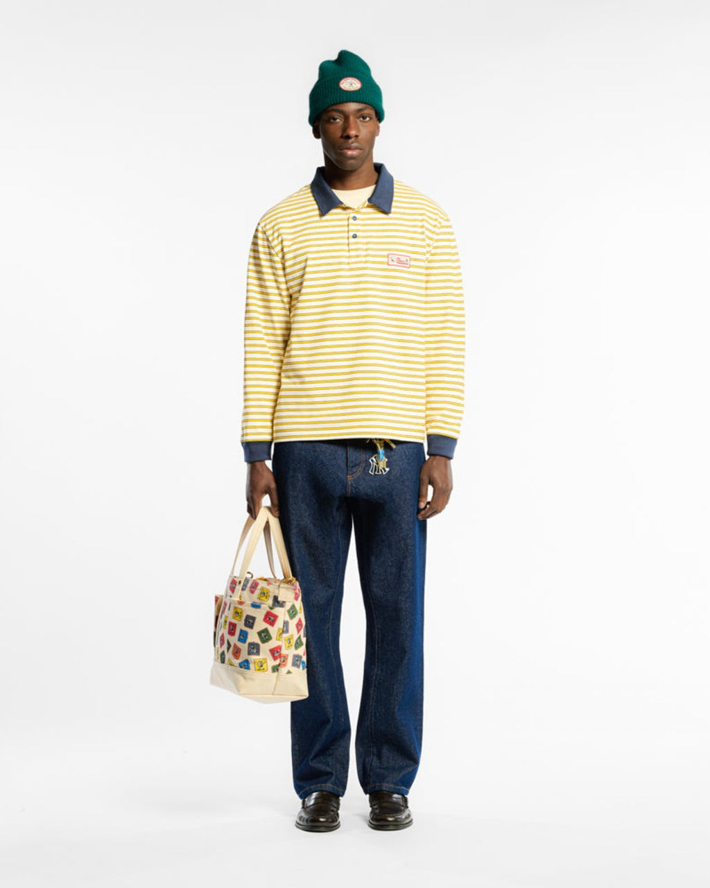 Au Vieux Campeur - Congés Payés - Polo Roger À Rayures - Bleu Jaune & Blanc