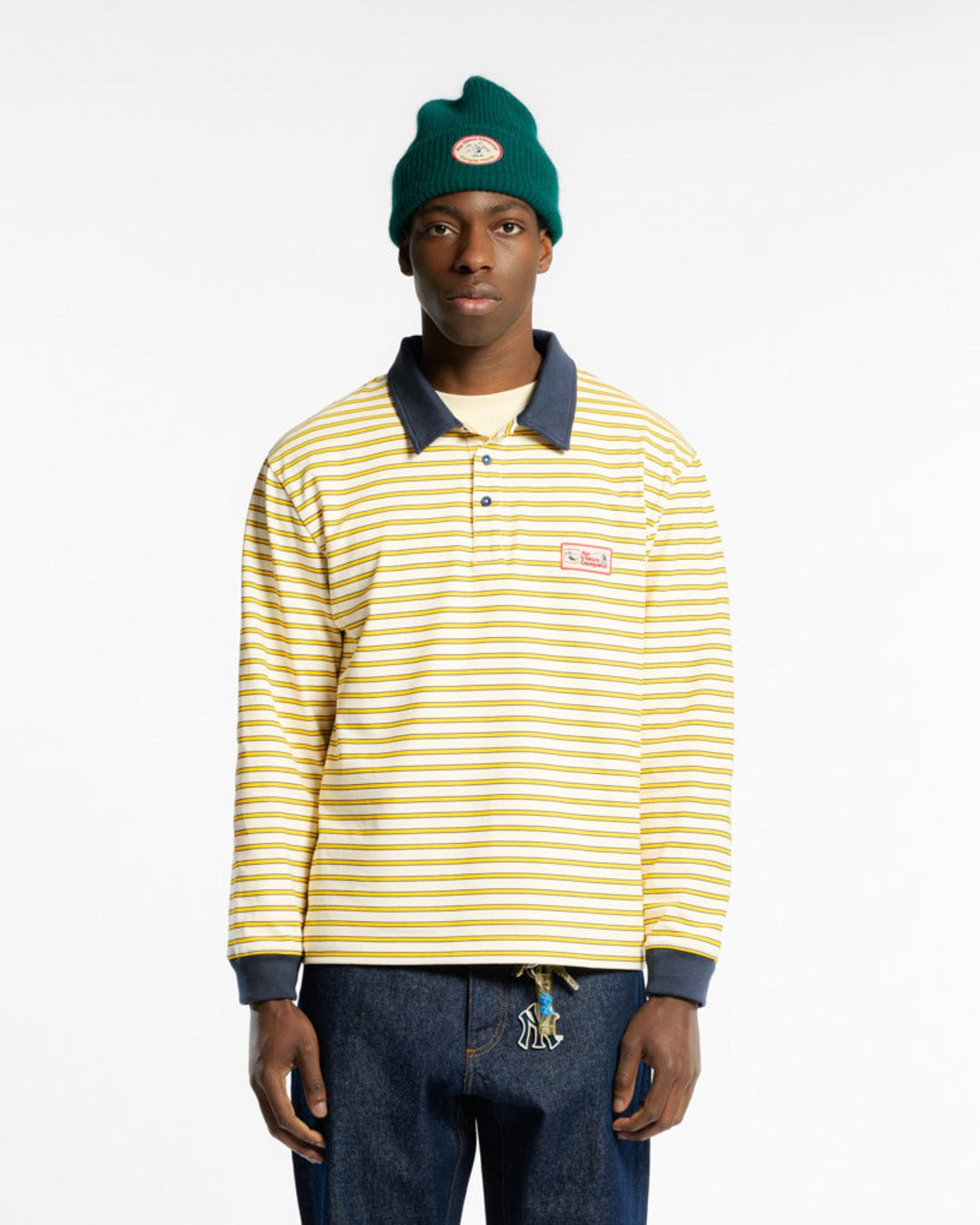 Au Vieux Campeur - Congés Payés - Polo Roger À Rayures - Bleu Jaune & Blanc