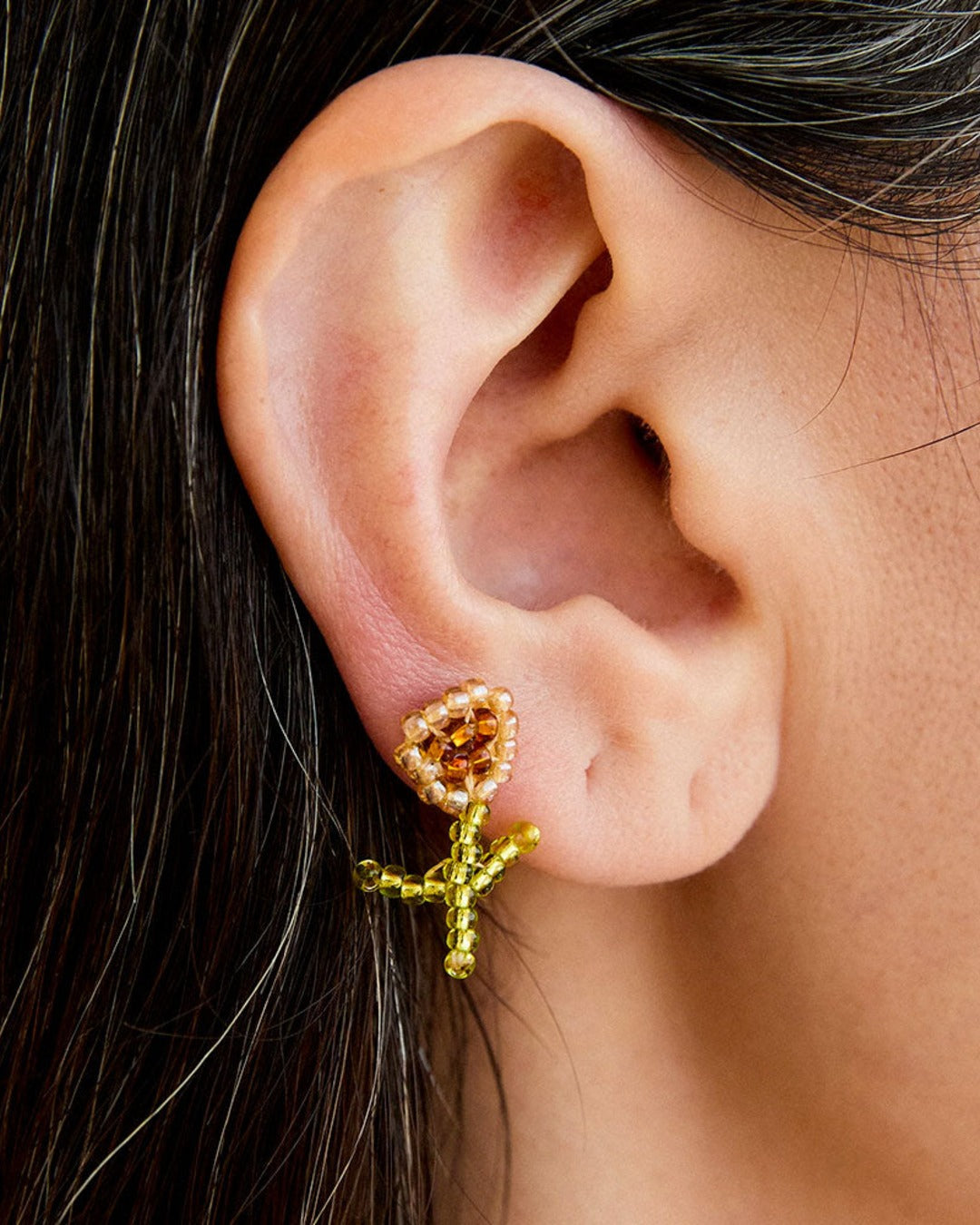 Pura Utz - Boucles D'Oreilles Ear Stick Florecita - Marron