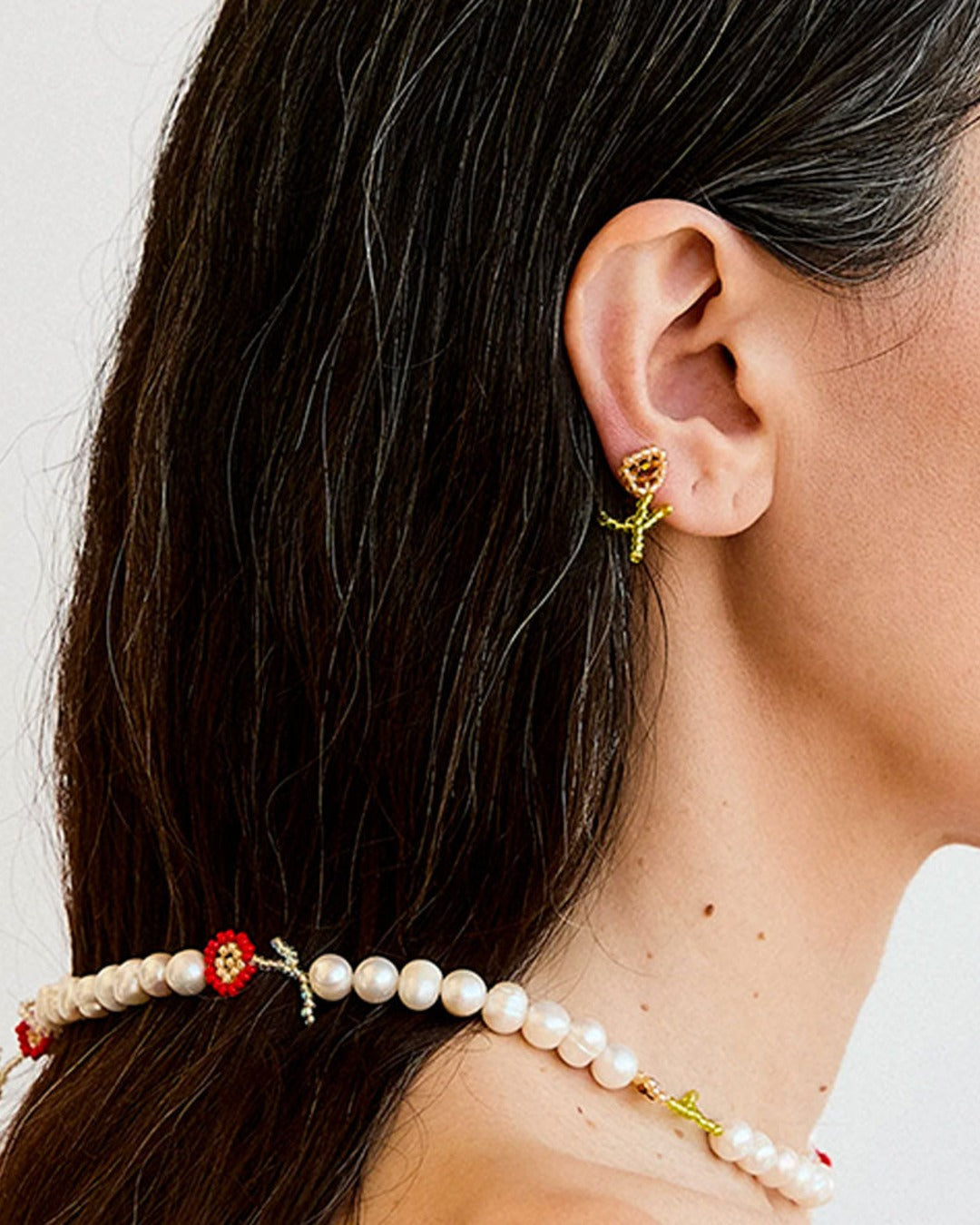 Pura Utz - Boucles D'Oreilles Ear Stick Florecita - Marron