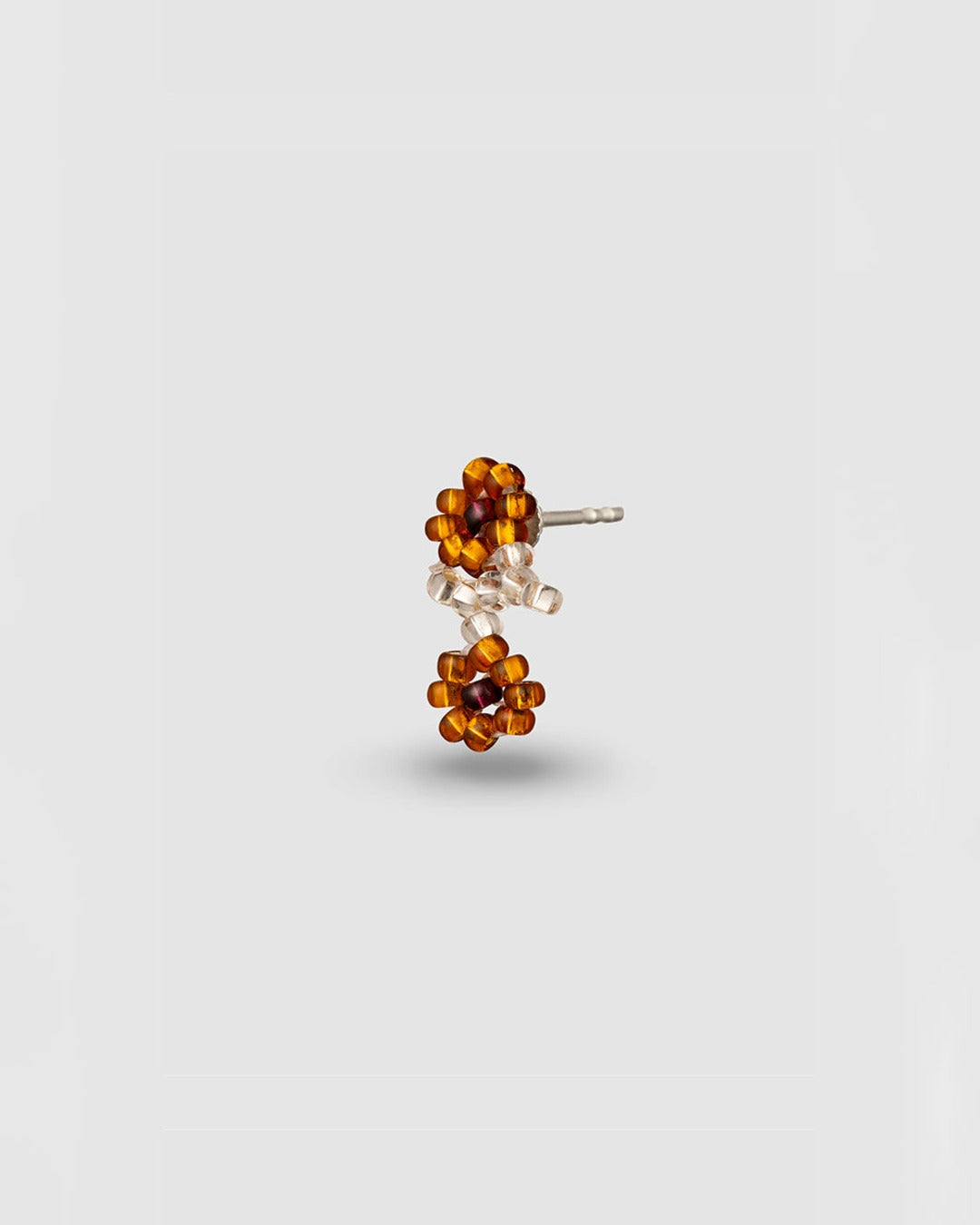 Pura Utz - Flower Ear Stick Earrings - Brown