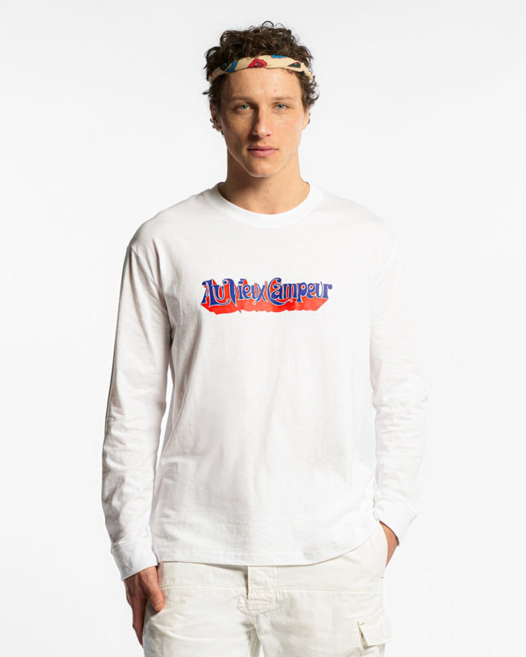 Au Vieux Campeur - Congés Payés - T-Shirt Manches Longues Couverture 1976 - Blanc