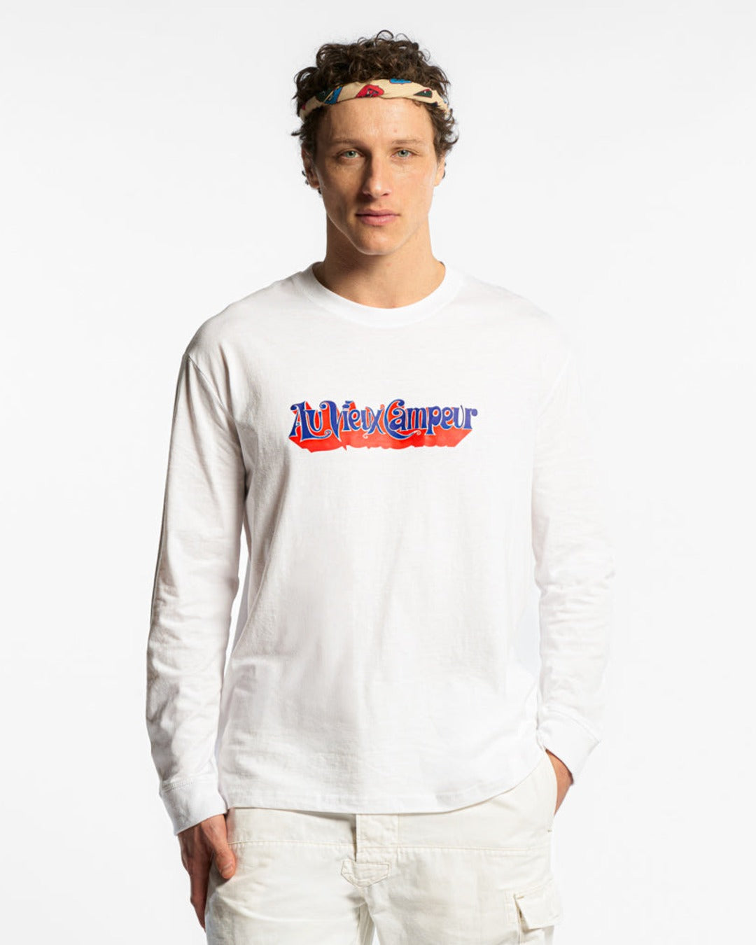 Au Vieux Campeur - Congés Payés - T-Shirt Manches Longues Couverture 1976 - Blanc
