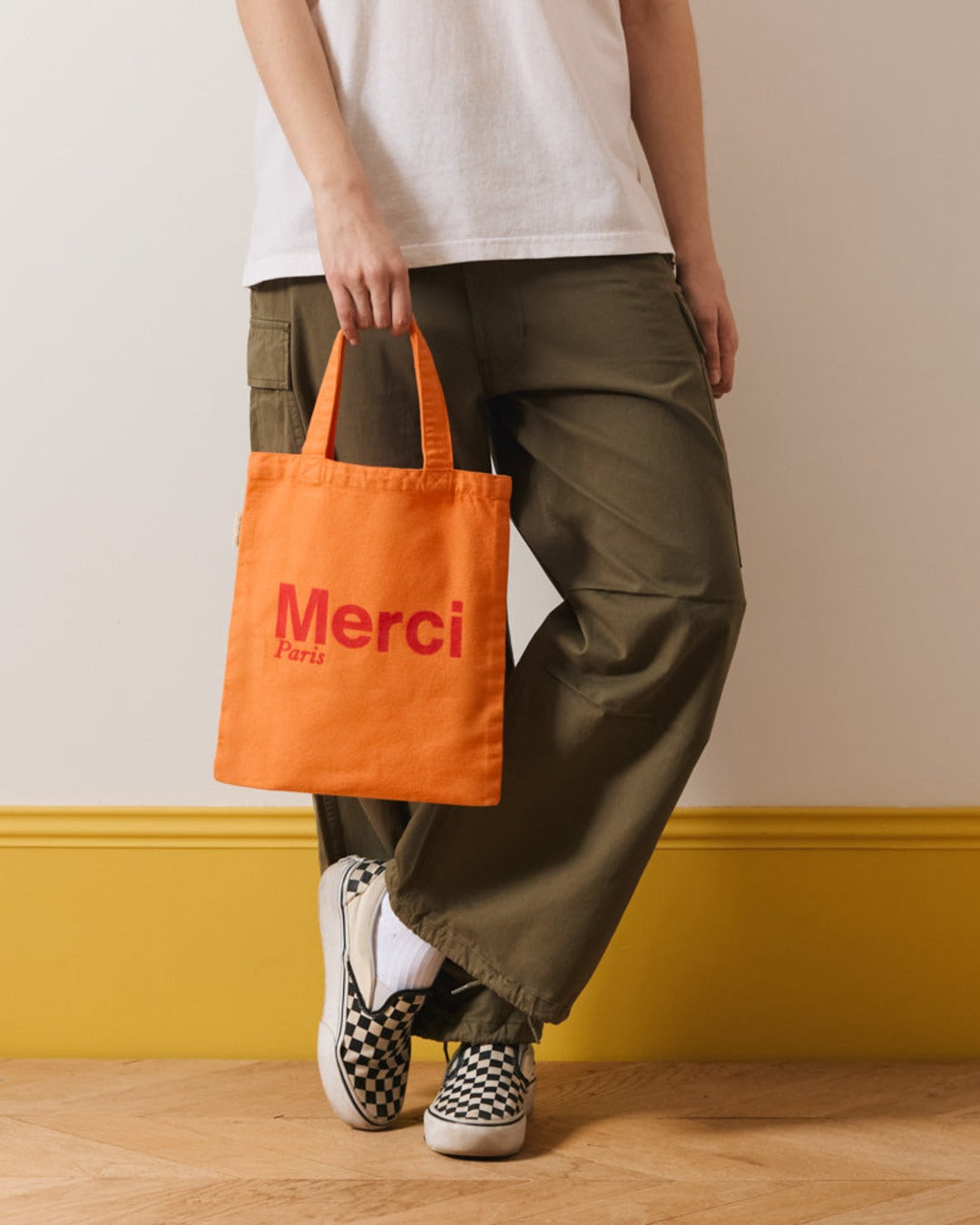 Merci - Tote Bag En Coton - Abricot & Framboise