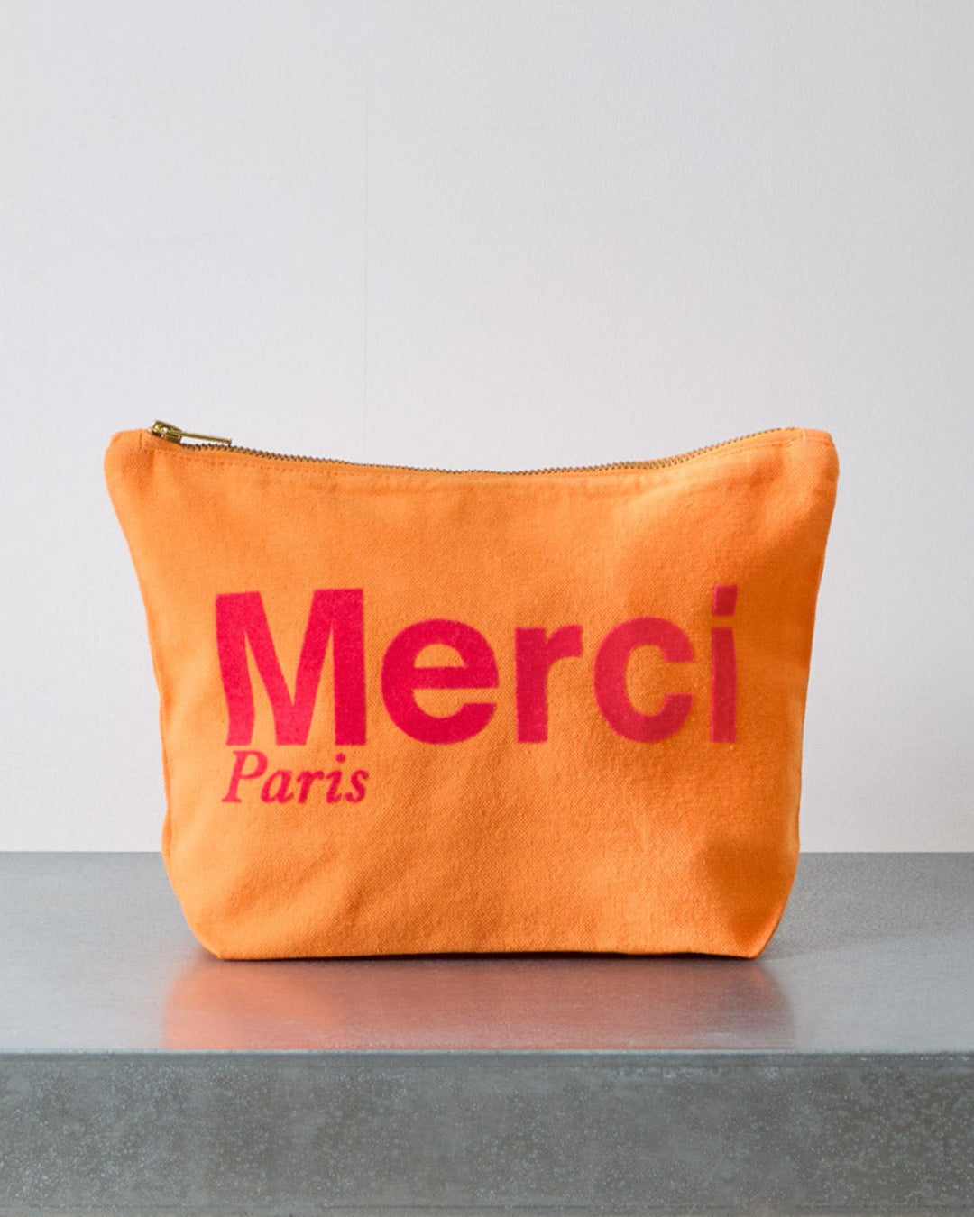 Merci - Cotton pouch - Apricot & Raspberry