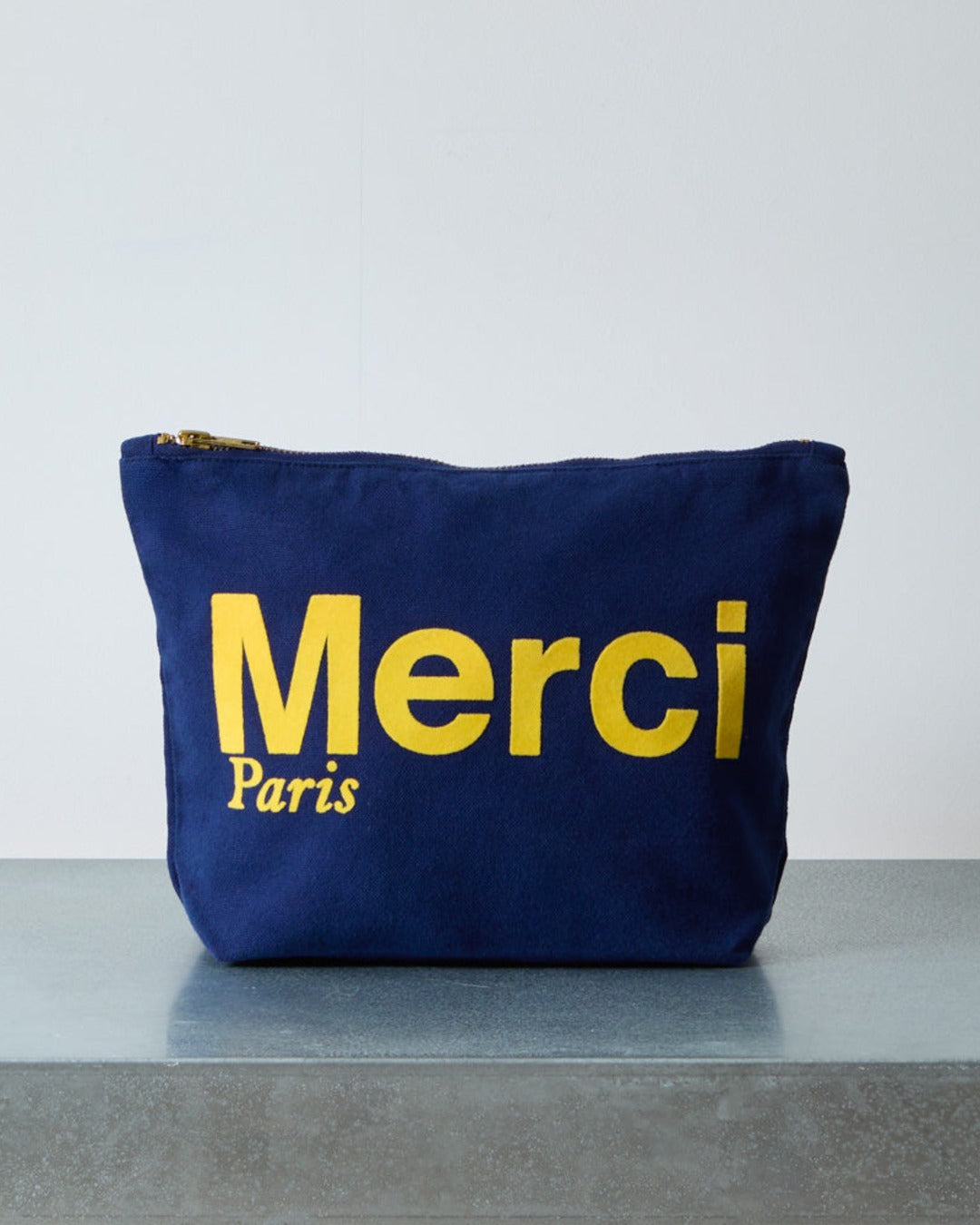 Merci - Cotton pouch - Midnight Blue & Banana