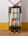 Merci - Tote Bag En Coton Rayé - Bleu Nuit & Banane