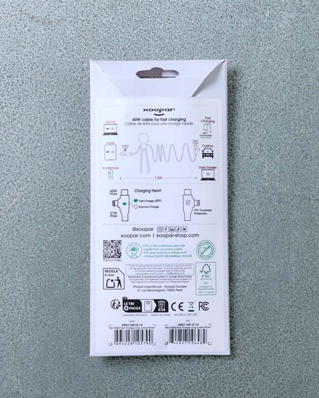 Xoopar - Cable Mr Bio Long Fast - Blanc