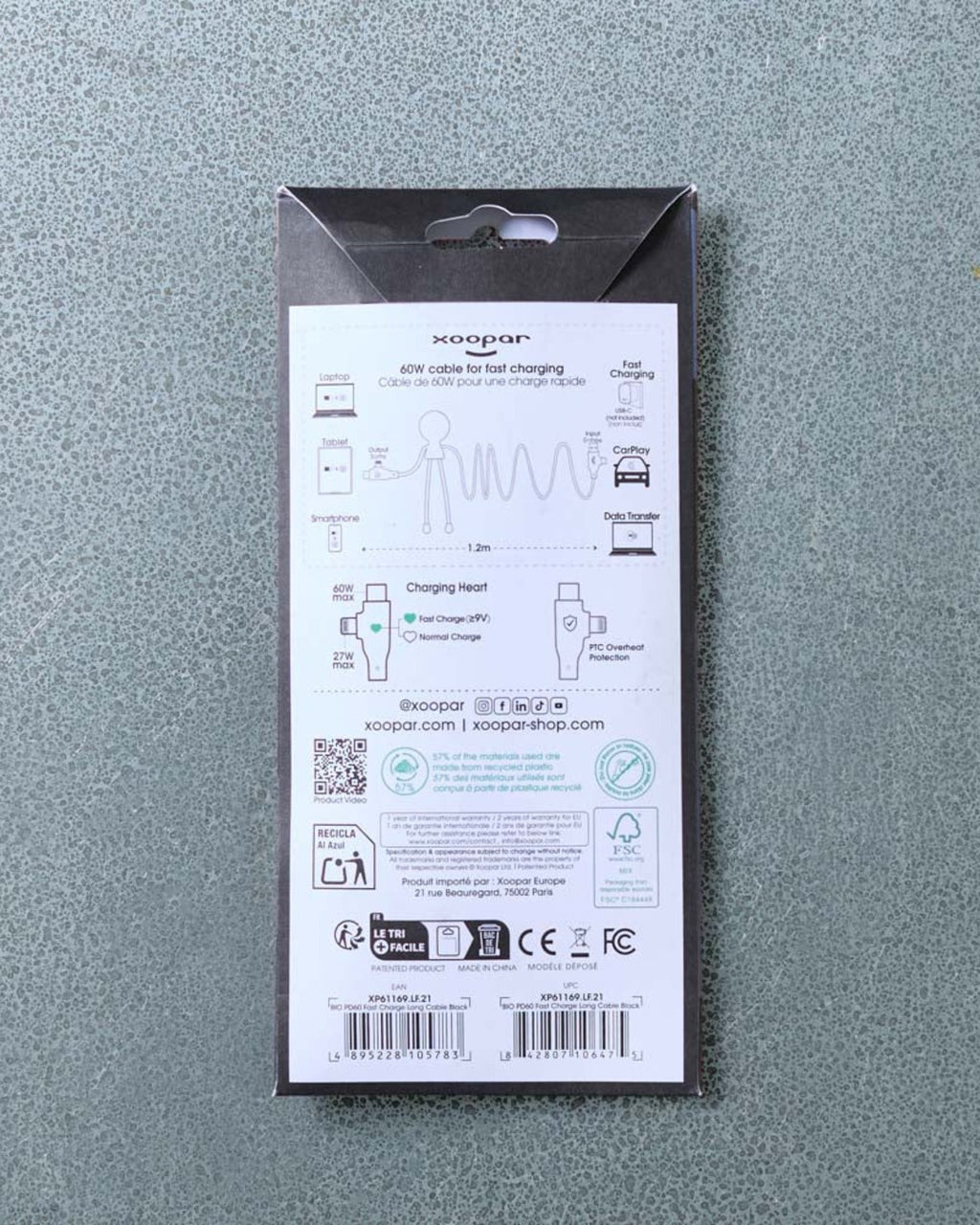Xoopar - Cable Mr Bio Long Fast - Noir