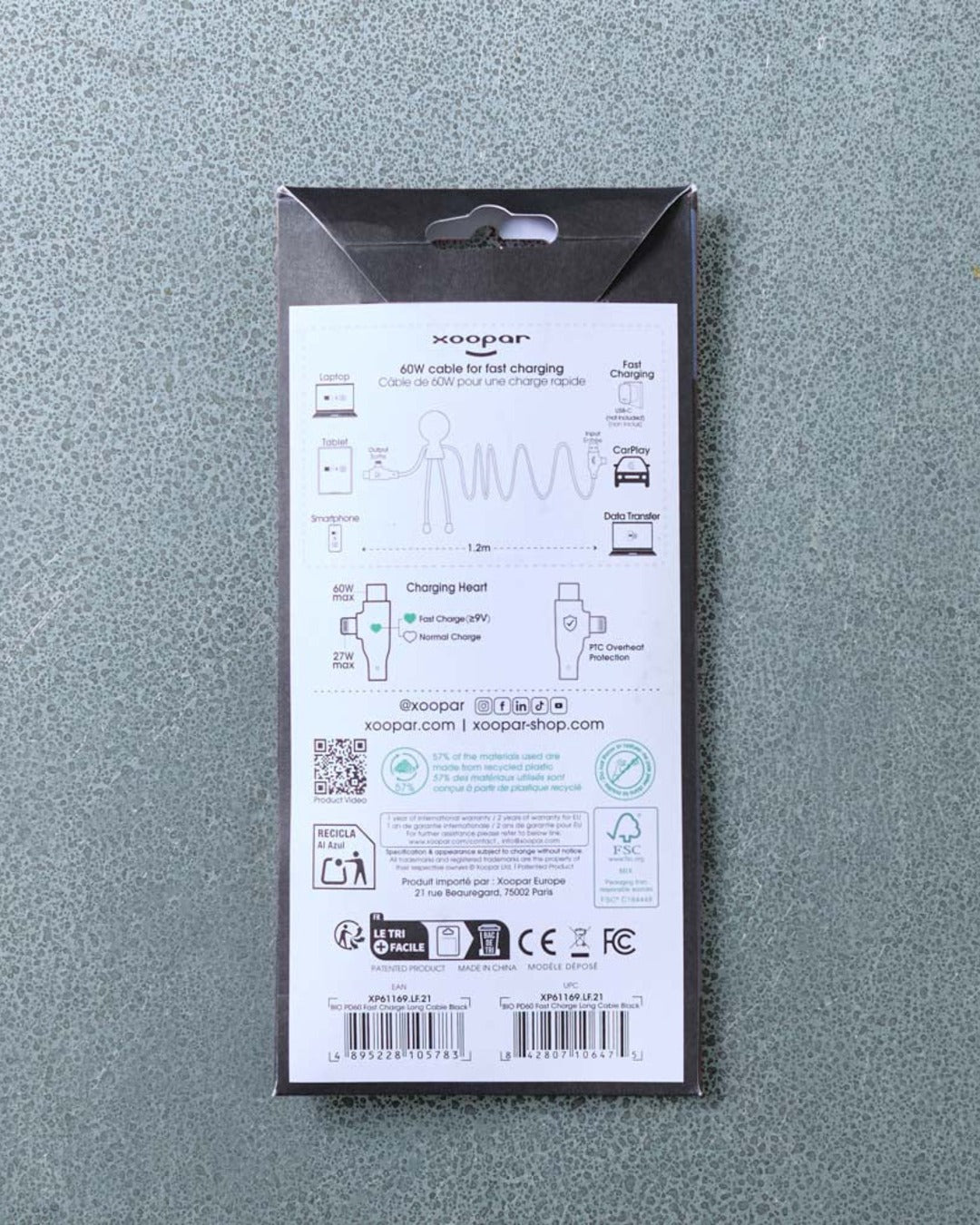 Xoopar - Cable Mr Bio Long Fast - Noir