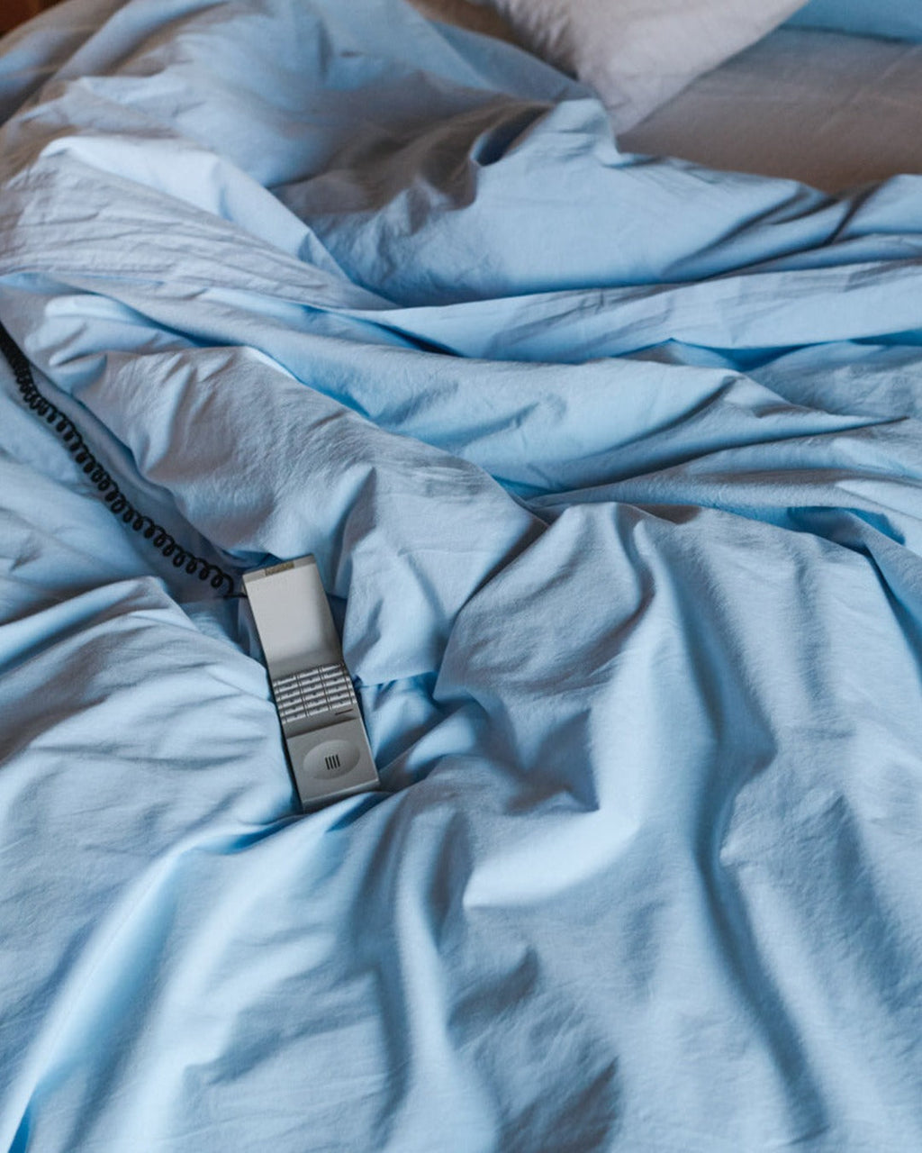 Merci - Parure en percale de coton - Bleuet — détail et mise en scène