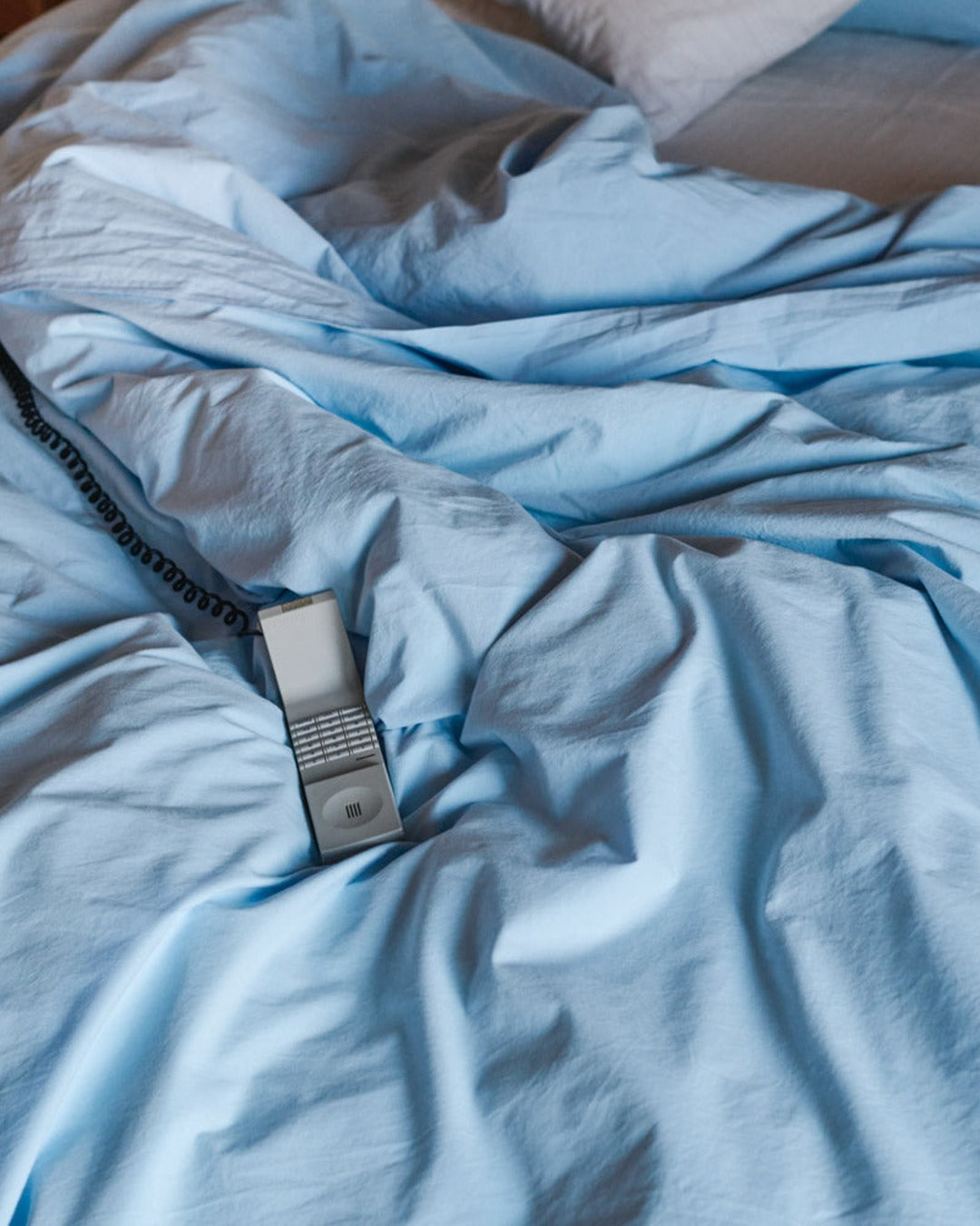 Merci - Parure en percale de coton - Bleuet — détail et mise en scène