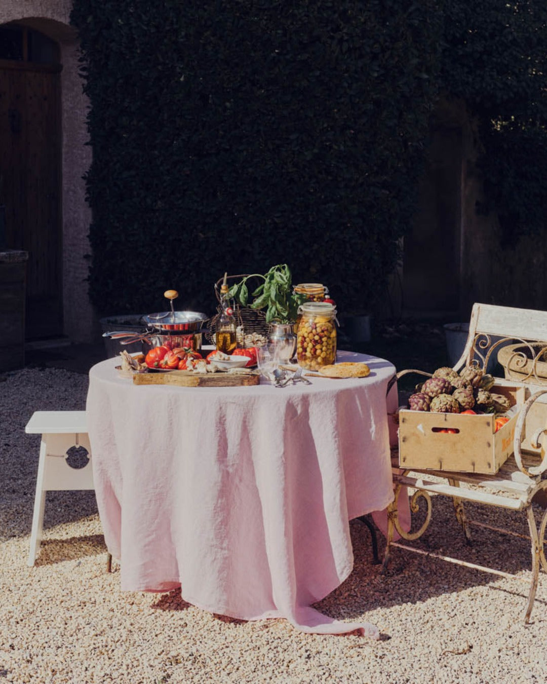 Merci - Washed linen tablecloth - Granita Pink