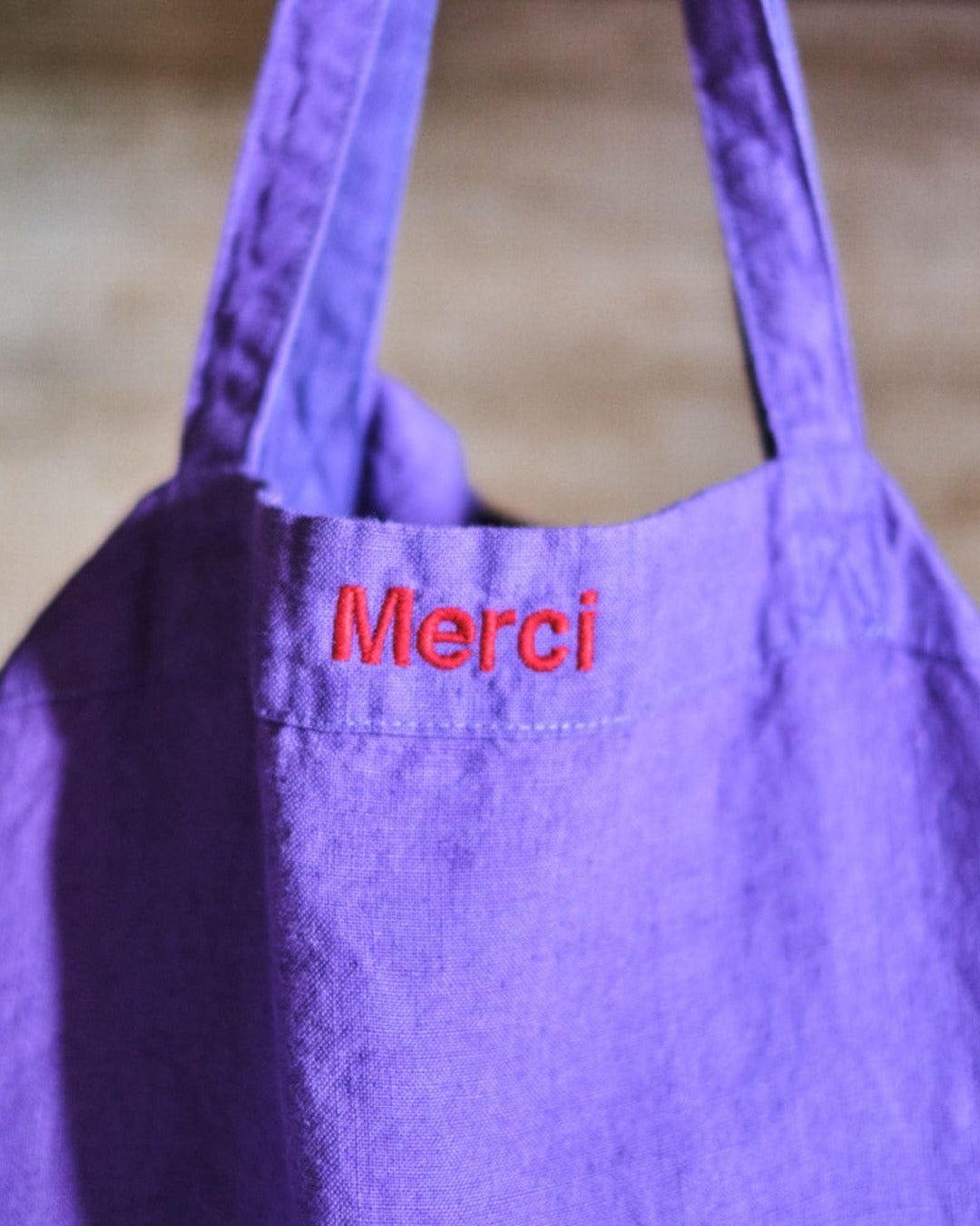 Merci - Washed linen Merci shopping bag - Storm Violet