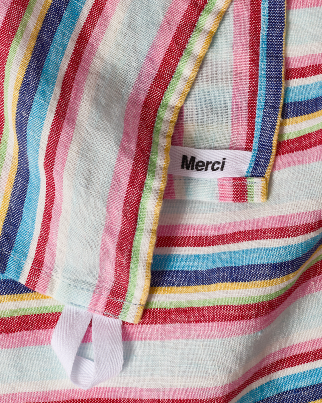 Merci - Washed linen tea towel - Parasol Stripes