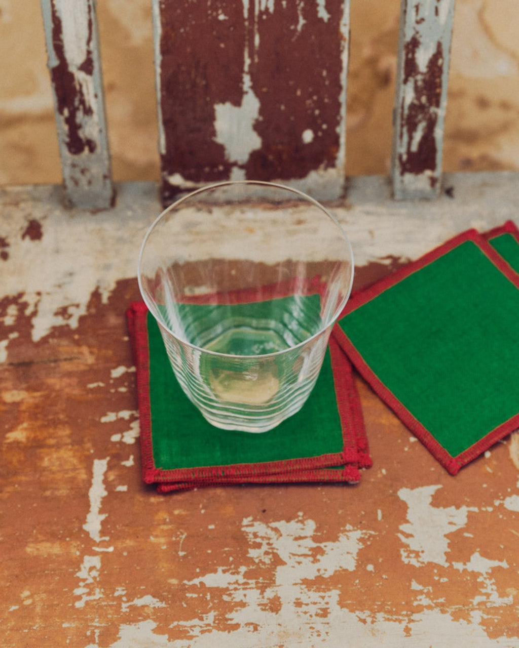 Merci - Ensemble De 6 Dessous De Verre En Lin Lavé - Vert Potager