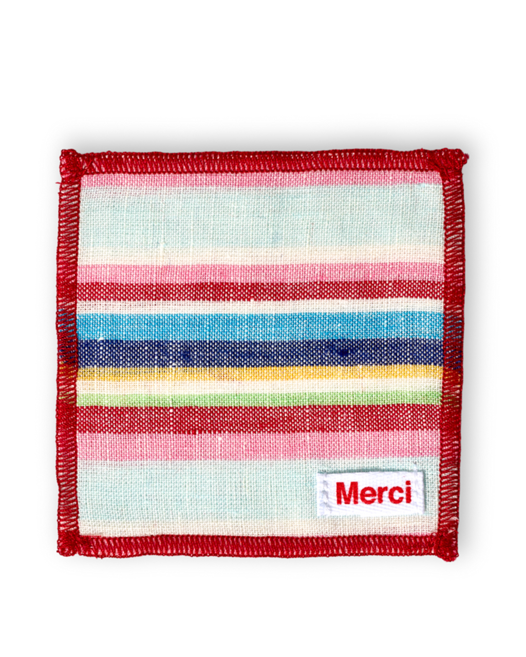 Merci - Ensemble De 6 Dessous De Verre En Lin Lavé - Rayures Parasol