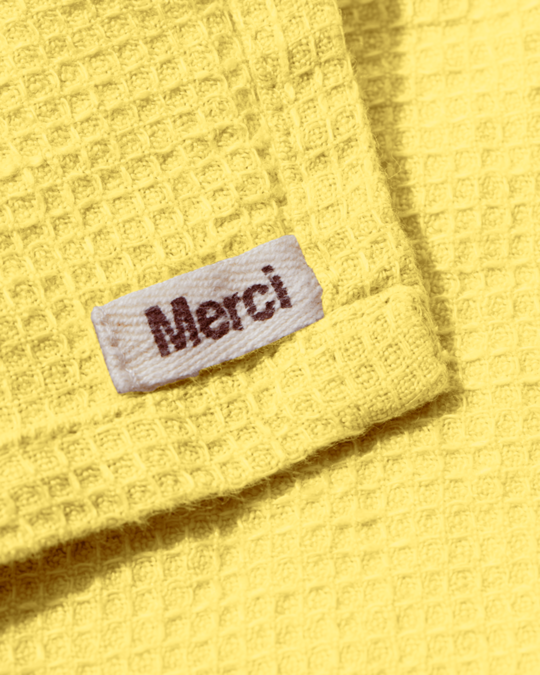 Merci - Serviette De Bain En Lin Nid D'Abeille - Jaune Citronnade