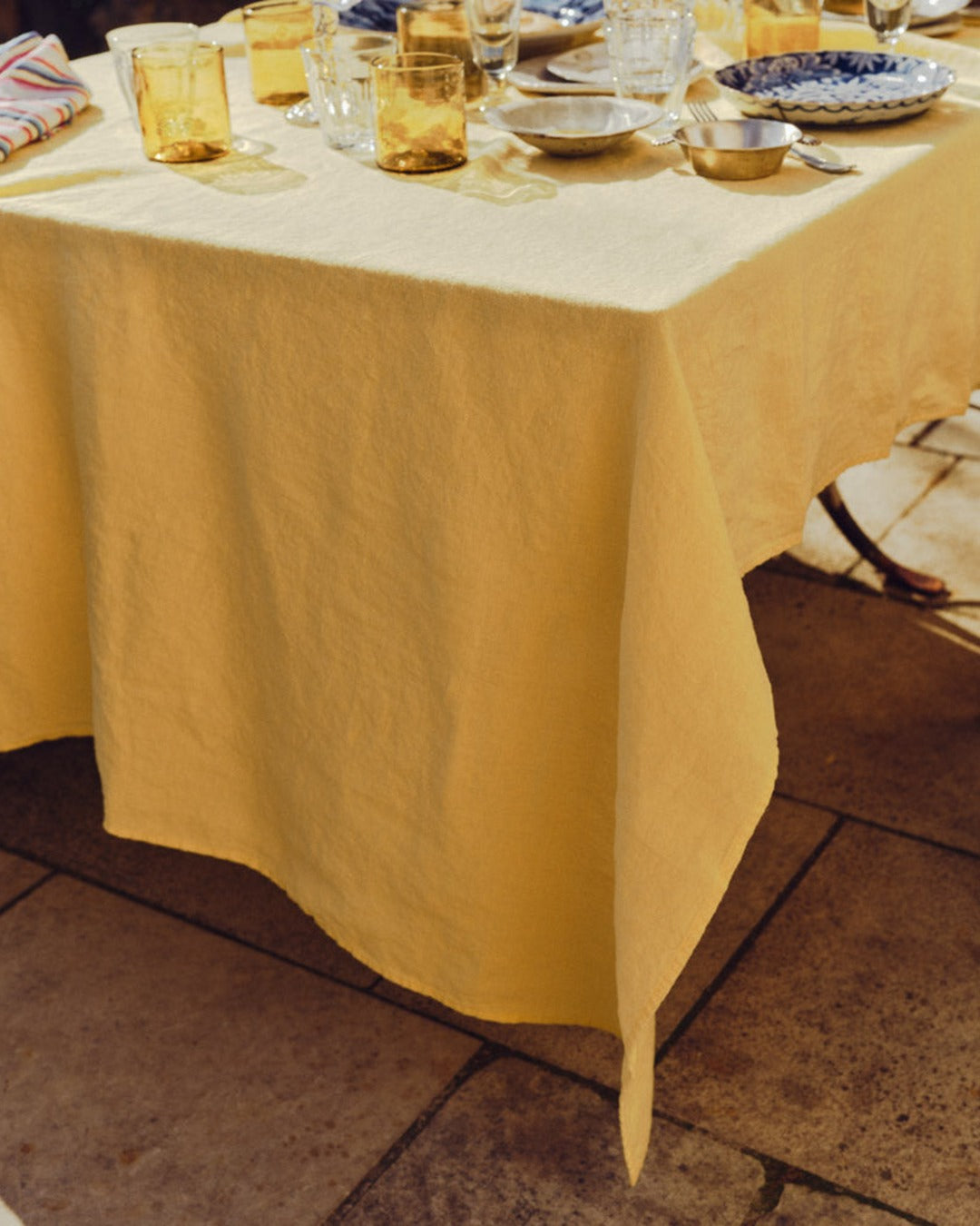 Merci - Nappe En Lin Lavé - Jaune Citronnade