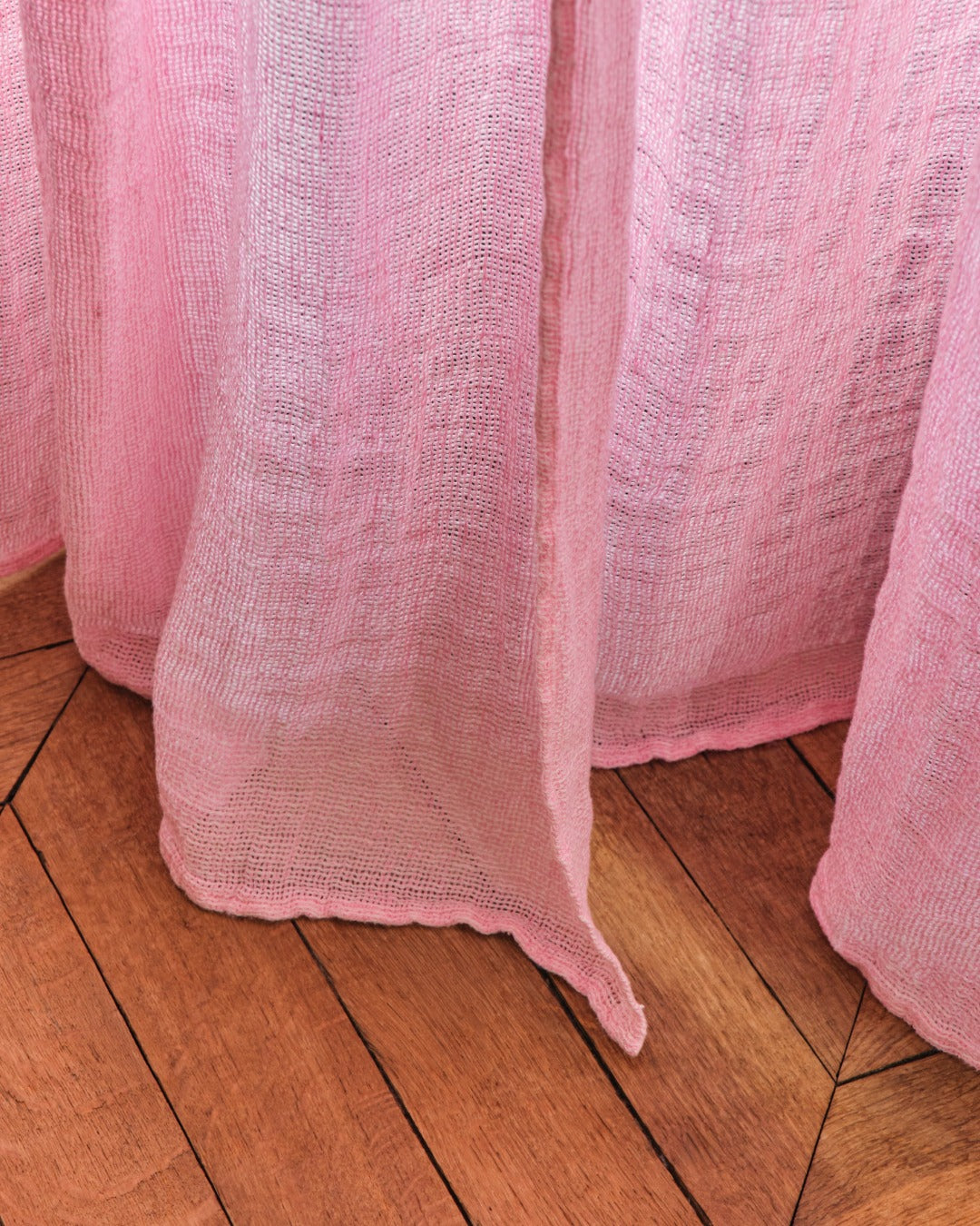 Merci - Voile Natté En Lin Lavé - Rose Granité