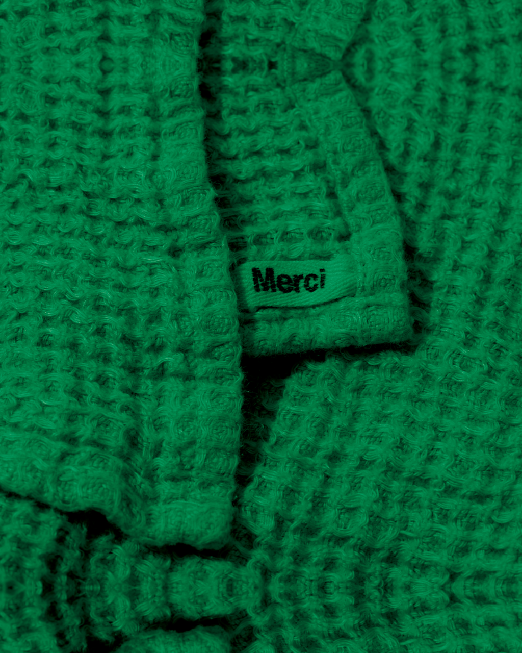 Merci - Serviette De Bain En Lin Waffle - Vert Potager