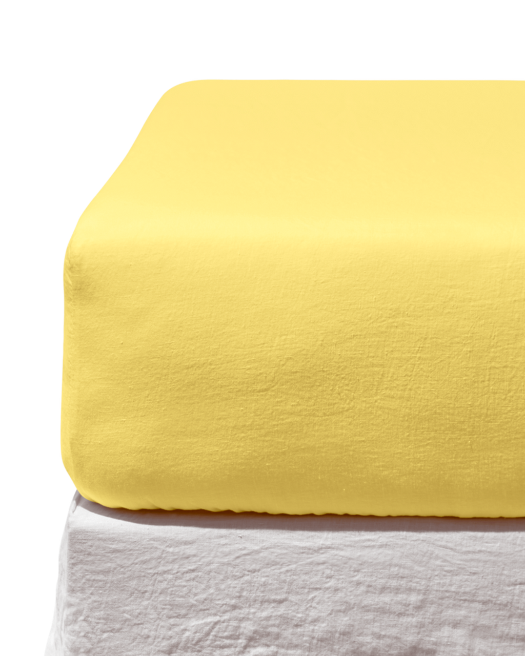Merci - Drap Housse En Lin Lavé - Jaune Citronnade