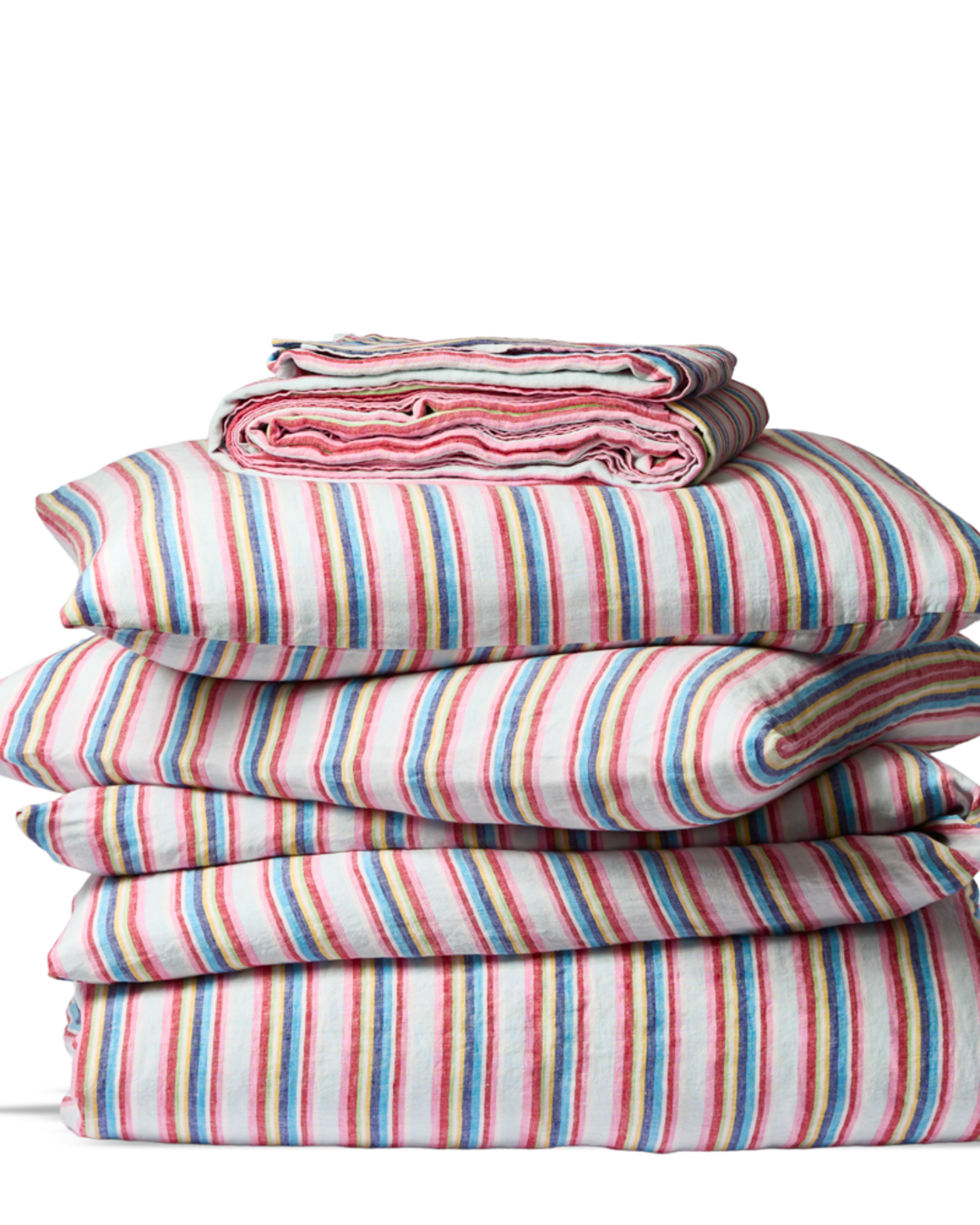 Merci - Washed linen fitted sheet - Parasol Stripes