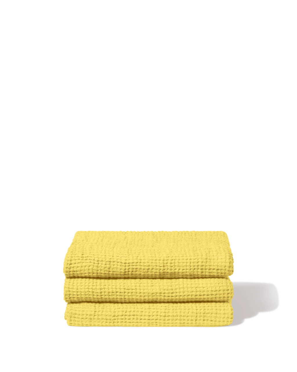 Merci - Serviette De Bain En Lin Waffle - Jaune Citronnade