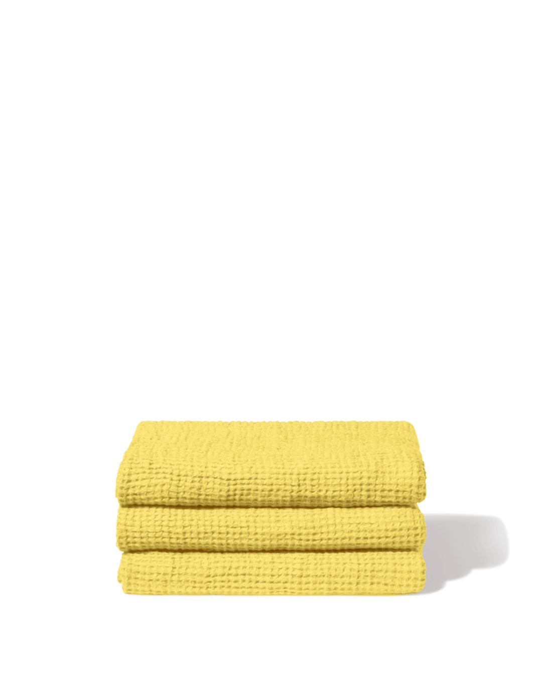 Merci - Serviette De Bain En Lin Waffle - Jaune Citronnade