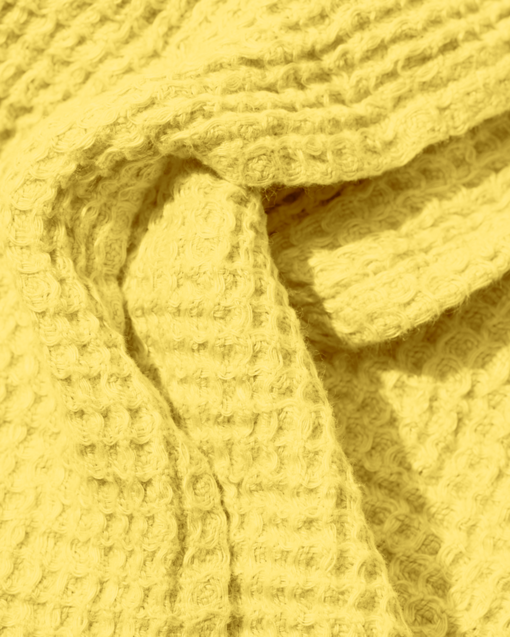 Merci - Serviette De Bain En Lin Waffle - Jaune Citronnade