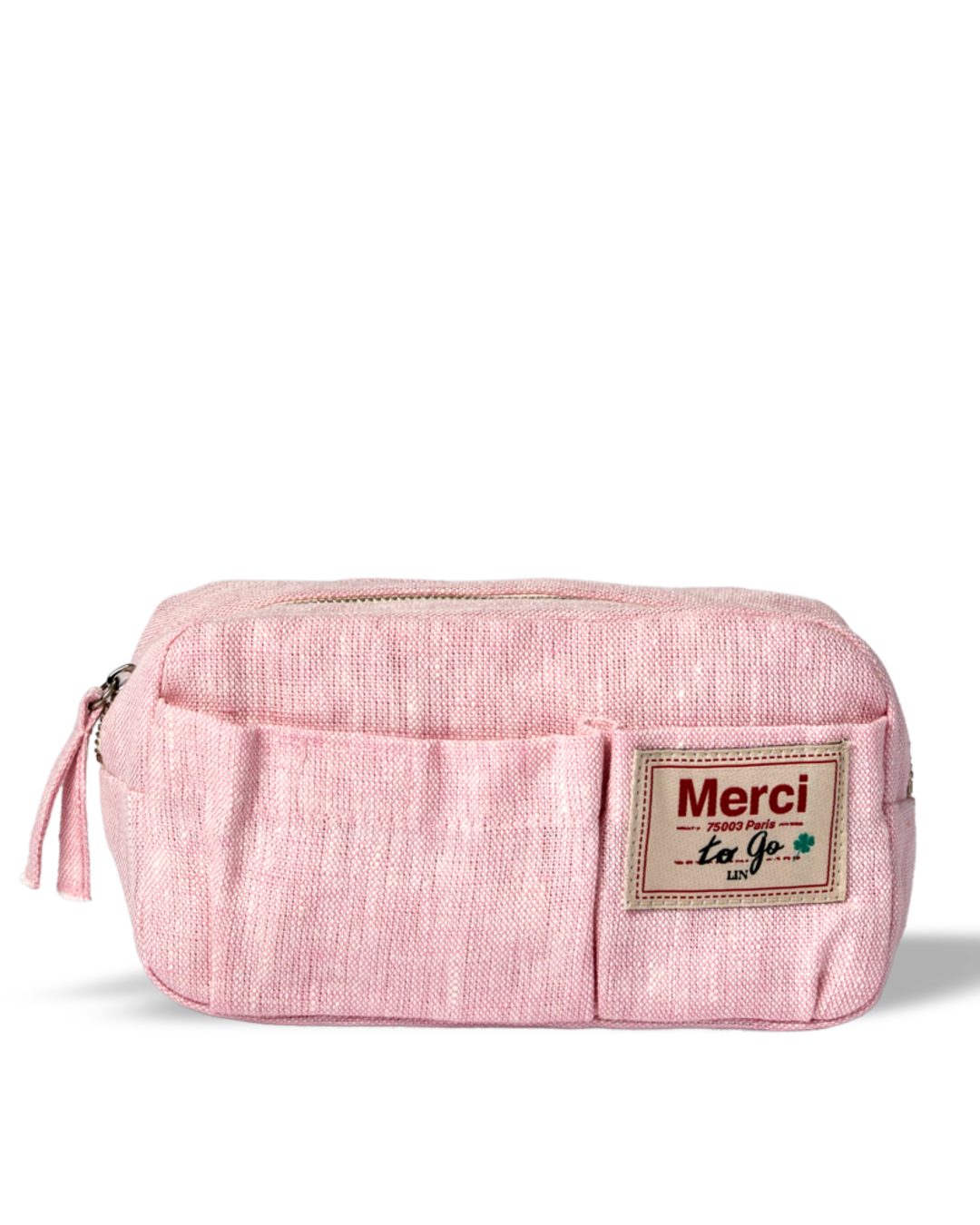 Merci - Trousse En Lin Lavé - Rose Granité