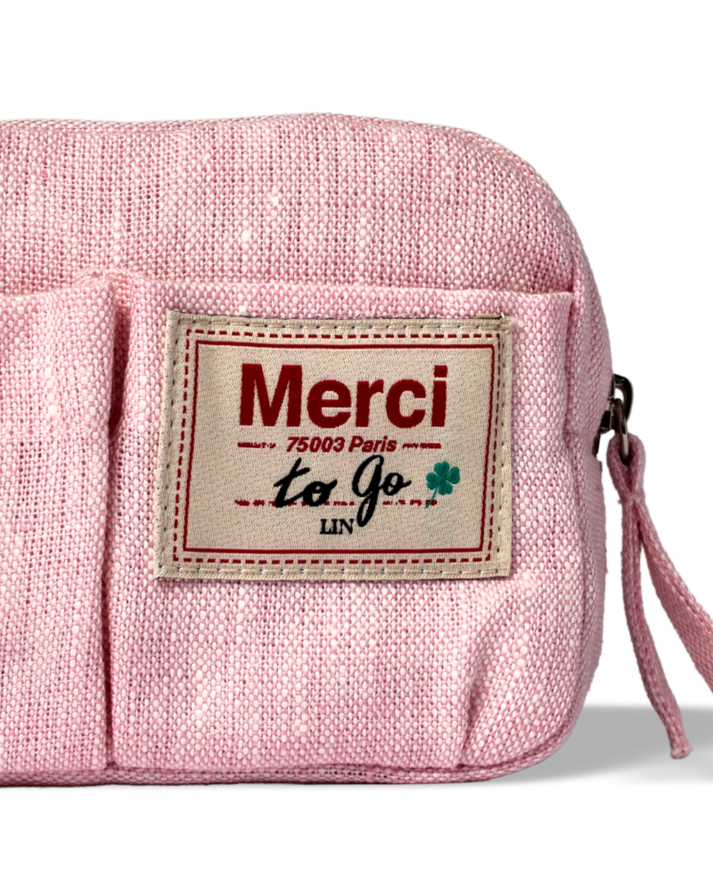 Merci - Washed linen pencil case - Granita Pink