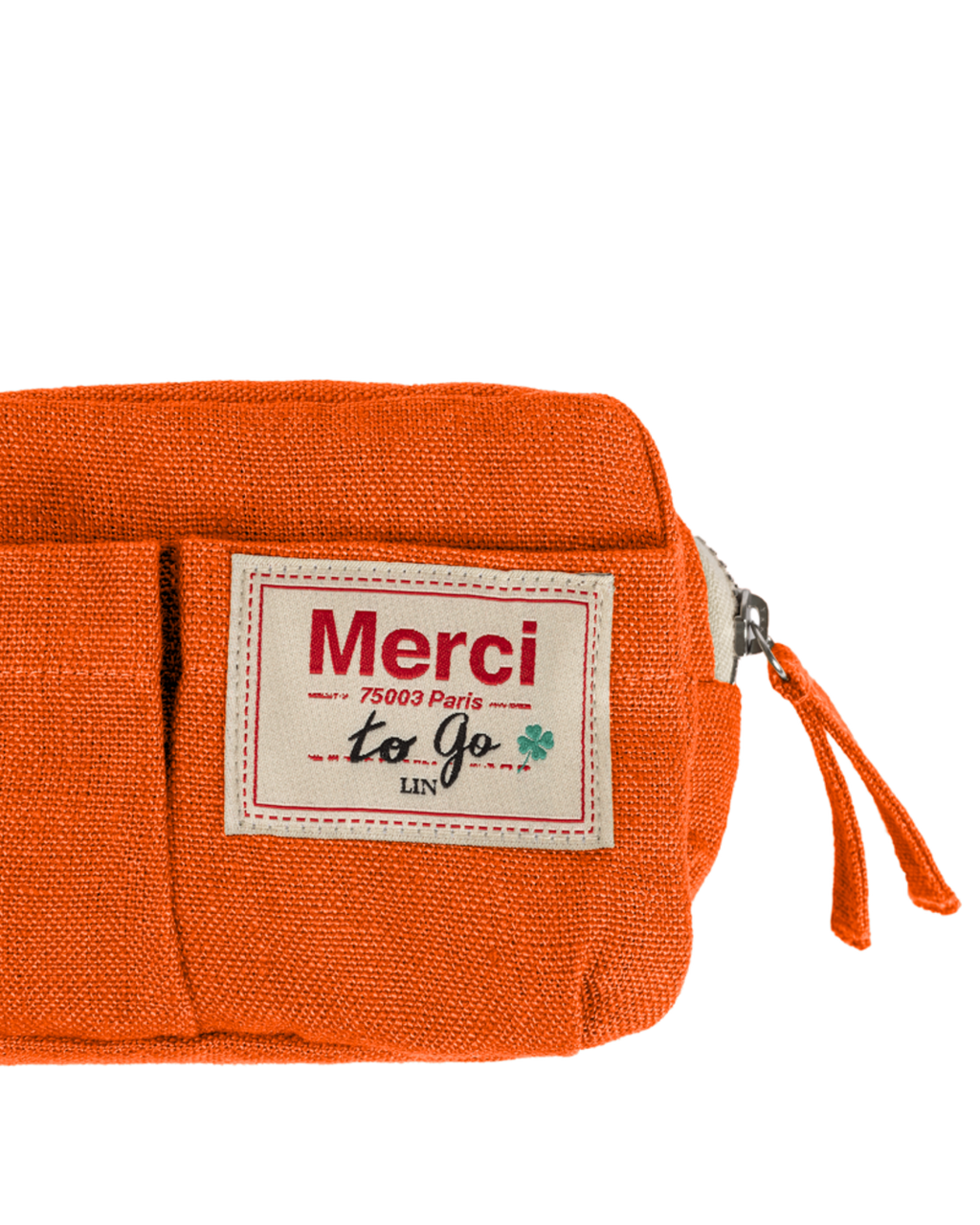 Merci - Trousse En Lin Lavé - Orange Zeste
