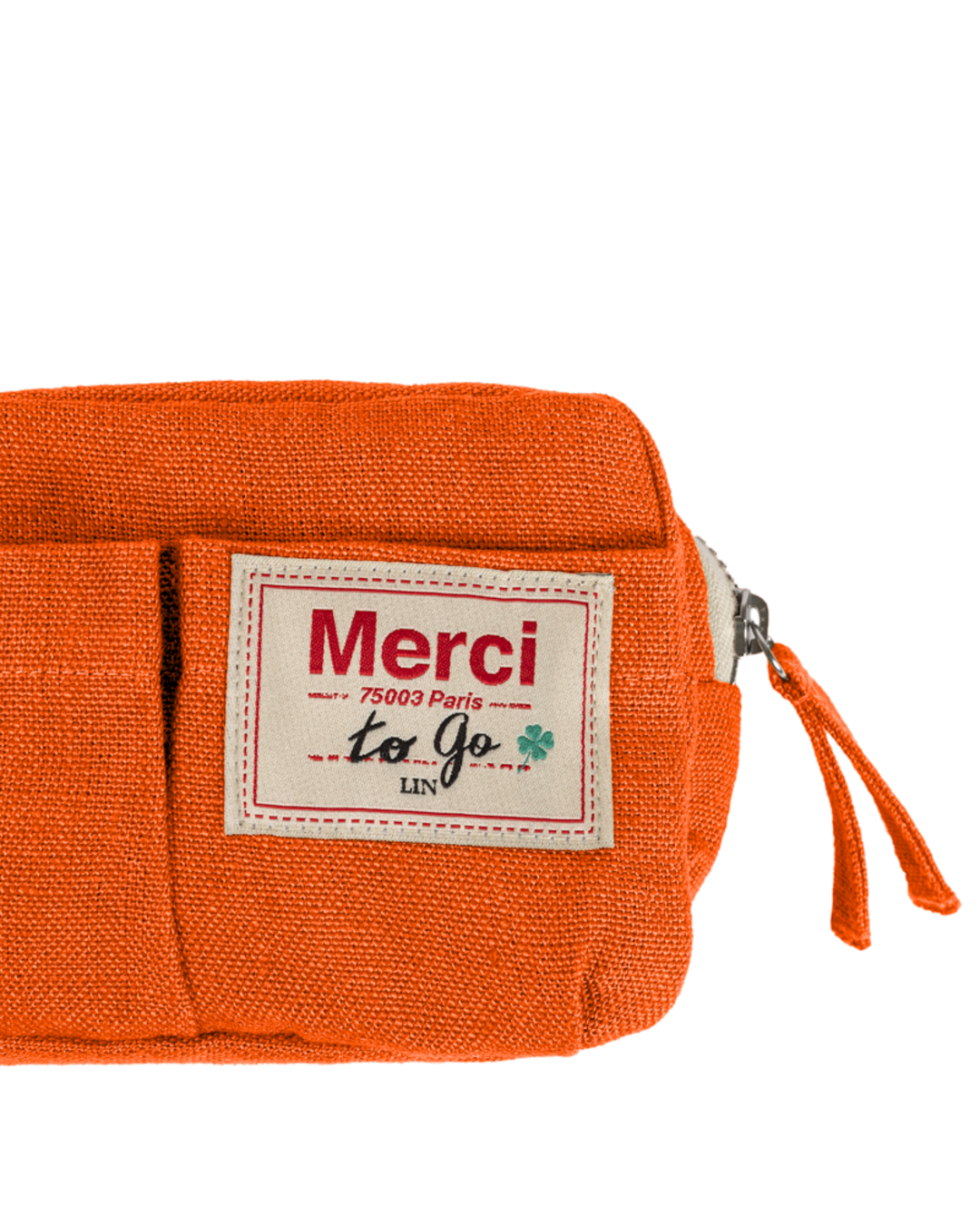 Merci - Trousse En Lin Lavé - Orange Zeste