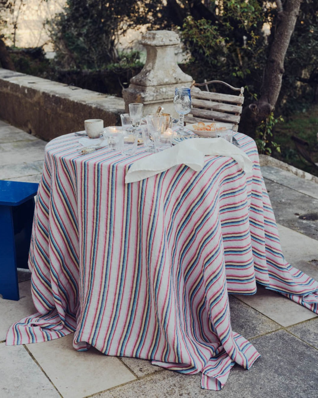 Merci - Washed linen tablecloth - Parasol Stripes