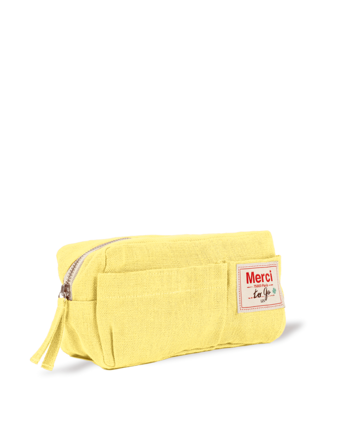 Merci - Trousse En Lin Lavé - Jaune Citronnade