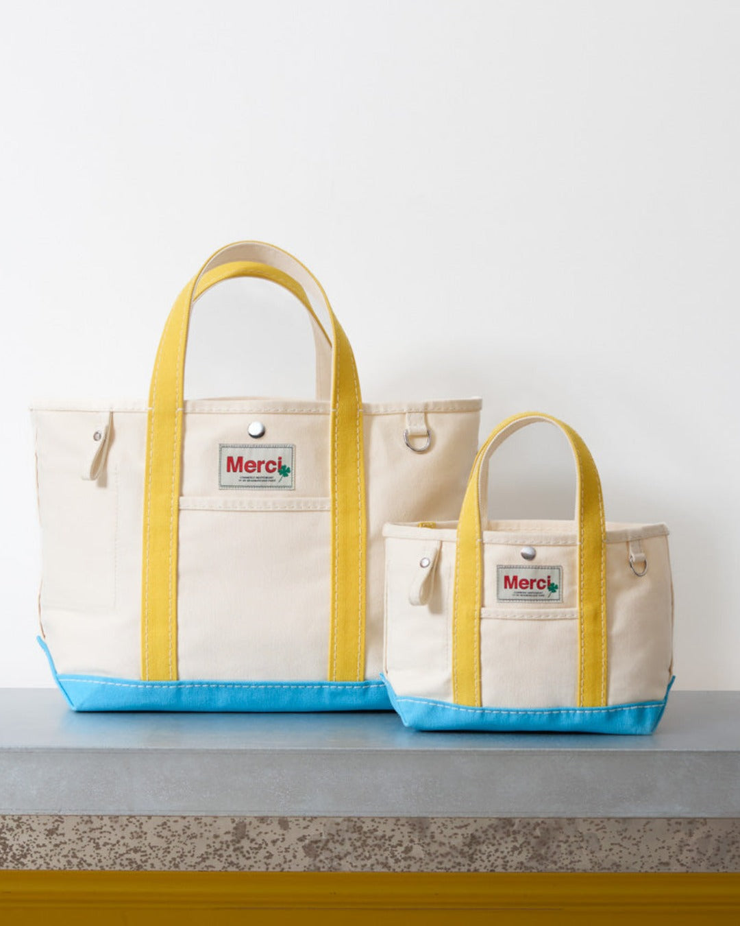 Merci - Candide shopping bag - Ecru, Yellow, and Blue