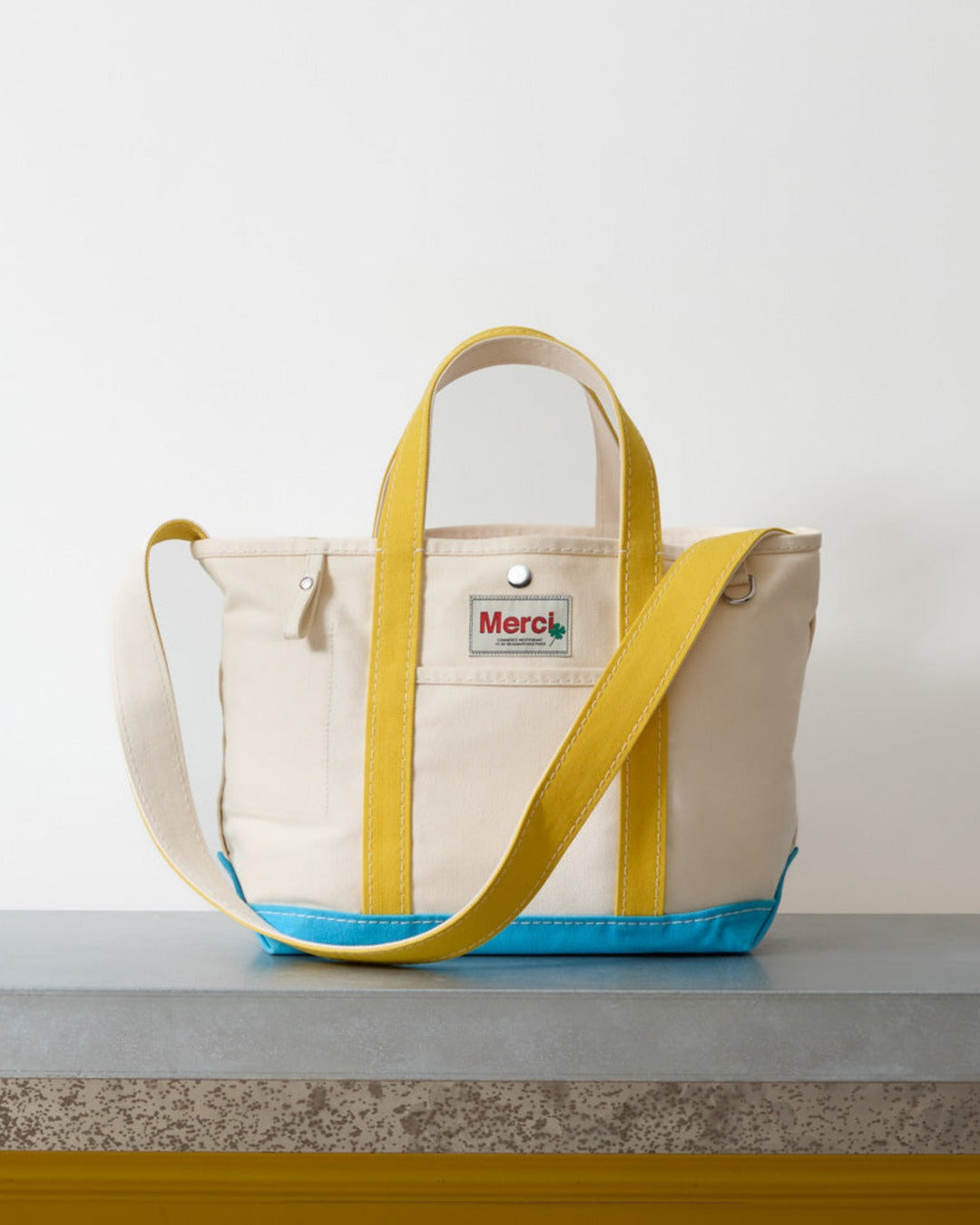 Merci - Candide shopping bag - Ecru, Yellow, and Blue