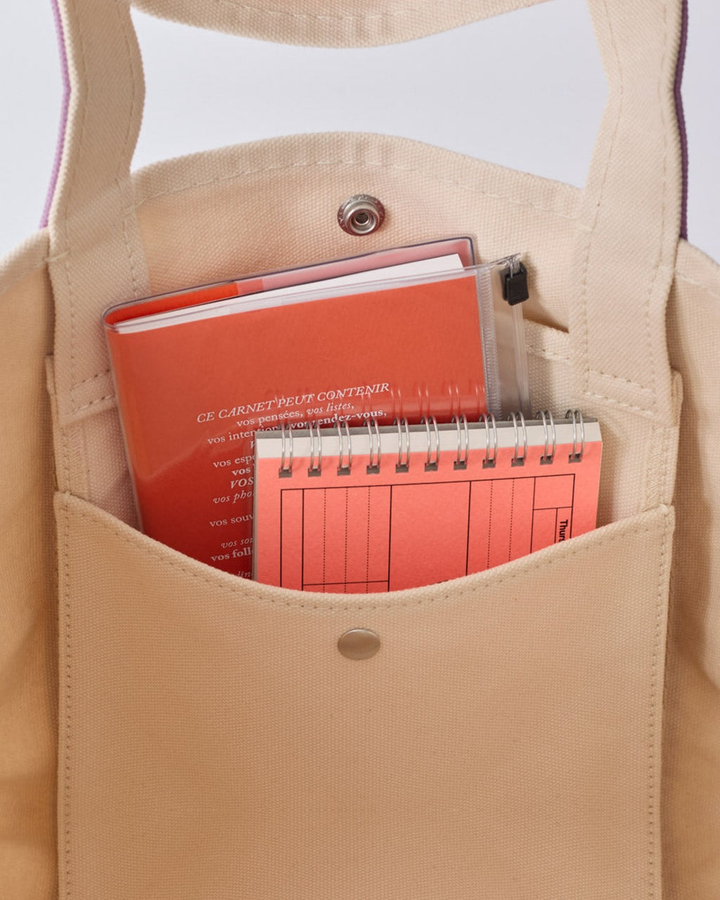 Merci - Candide shopping bag - Ecru, Lilac, and Red