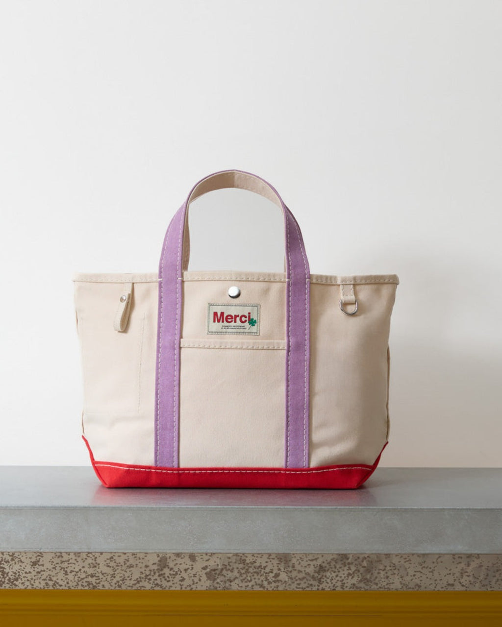 Merci - Candide shopping bag - Ecru, Lilac, and Red