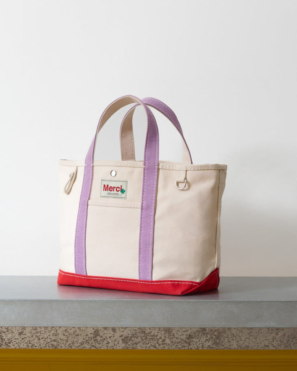 Merci - Candide shopping bag - Ecru, Lilac, and Red