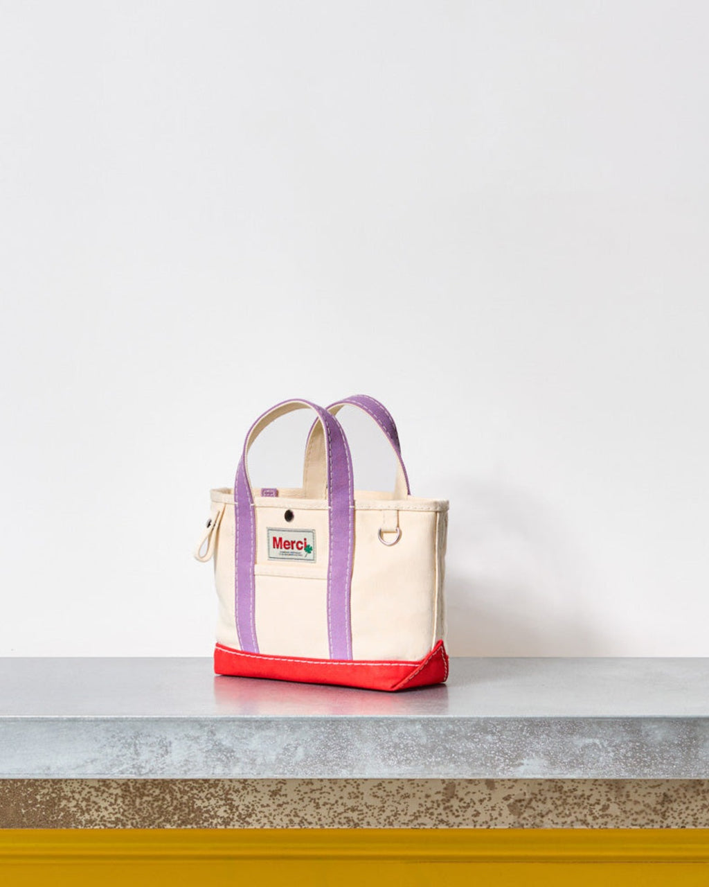 Merci - Candide shopping bag - Ecru, Lilac, and Red
