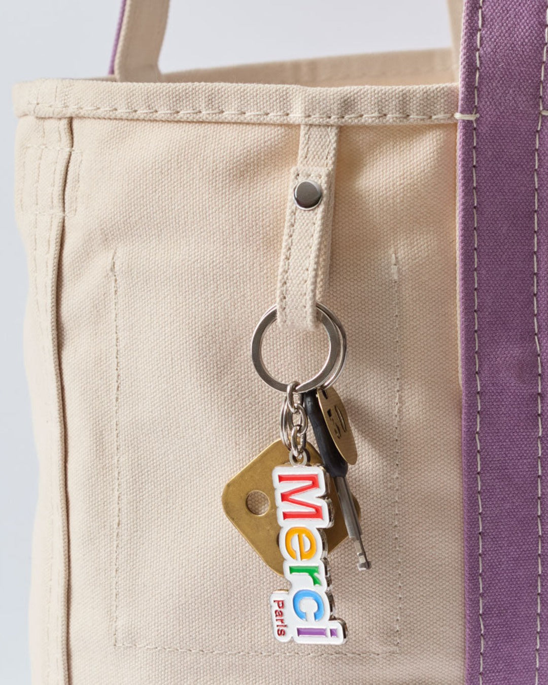 Merci - Candide shopping bag - Ecru, Lilac, and Red