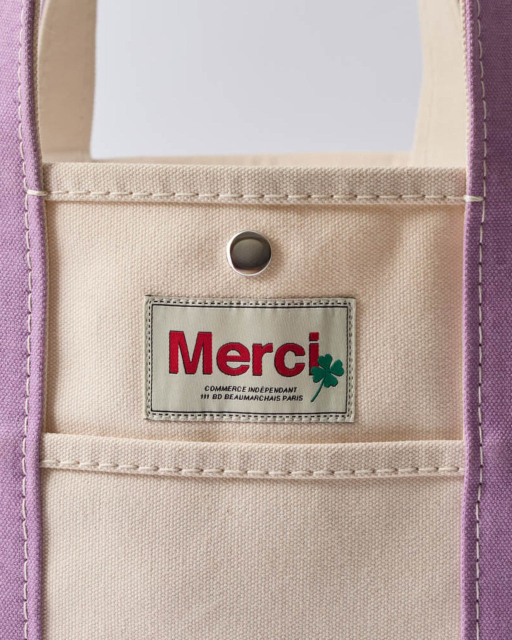 Merci - Candide shopping bag - Ecru, Lilac, and Red