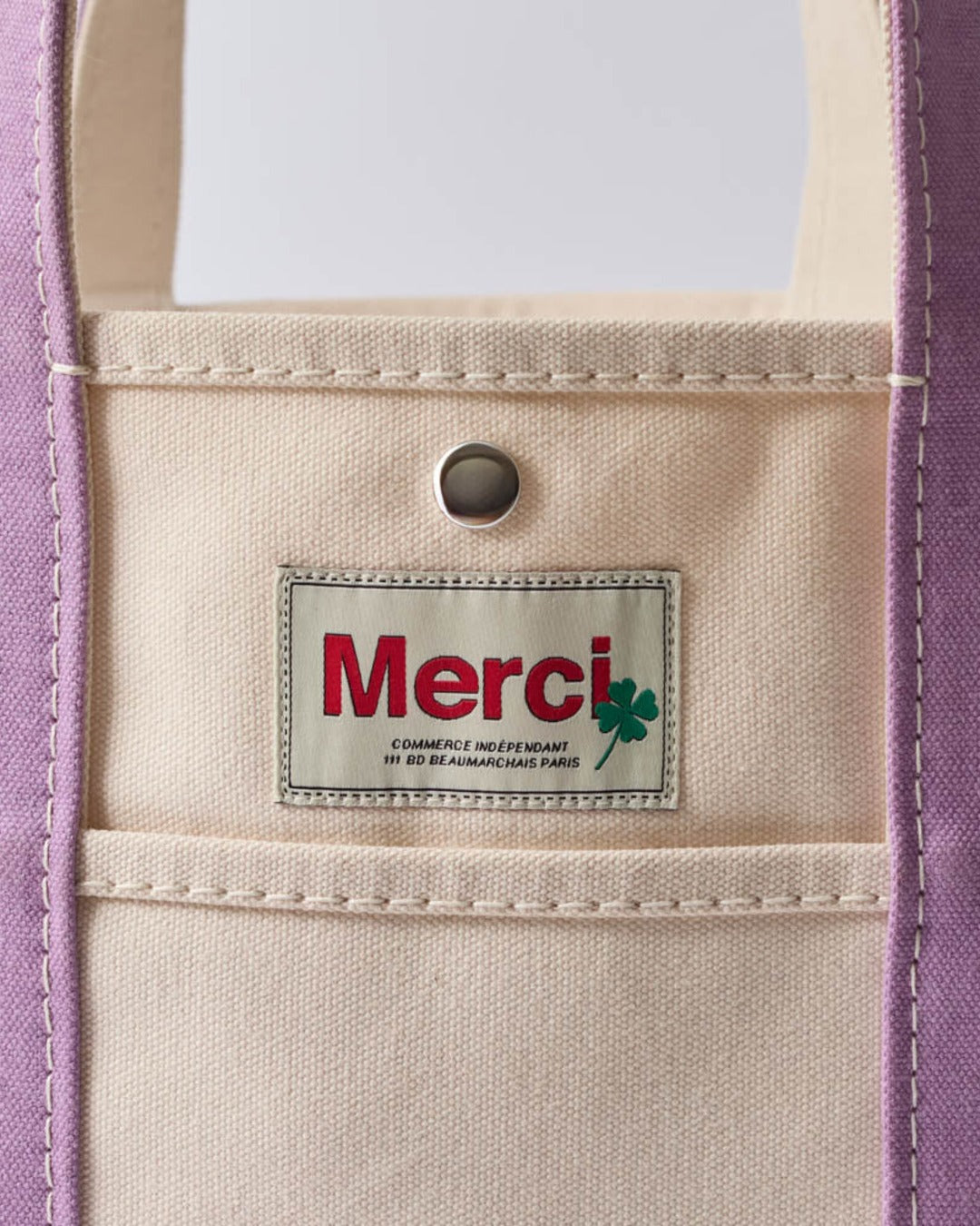 Merci - Candide shopping bag - Ecru, Lilac, and Red