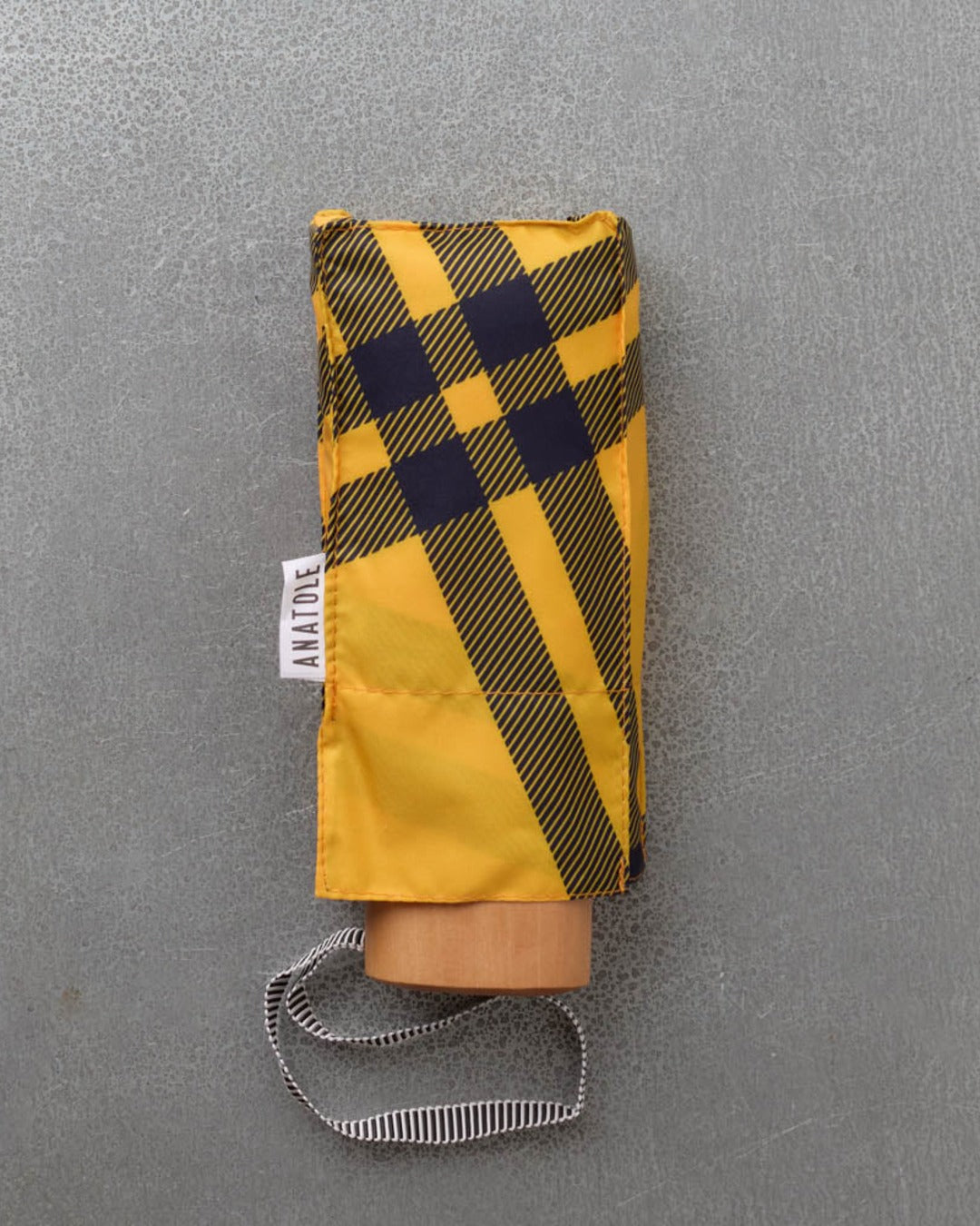 Anatole - Small wooden umbrella - Yellow Tartan
