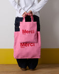 Merci - Cotton Tote Bag - Pink & Red