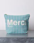 Merci - Vichy cotton clutch - Green & Lila
