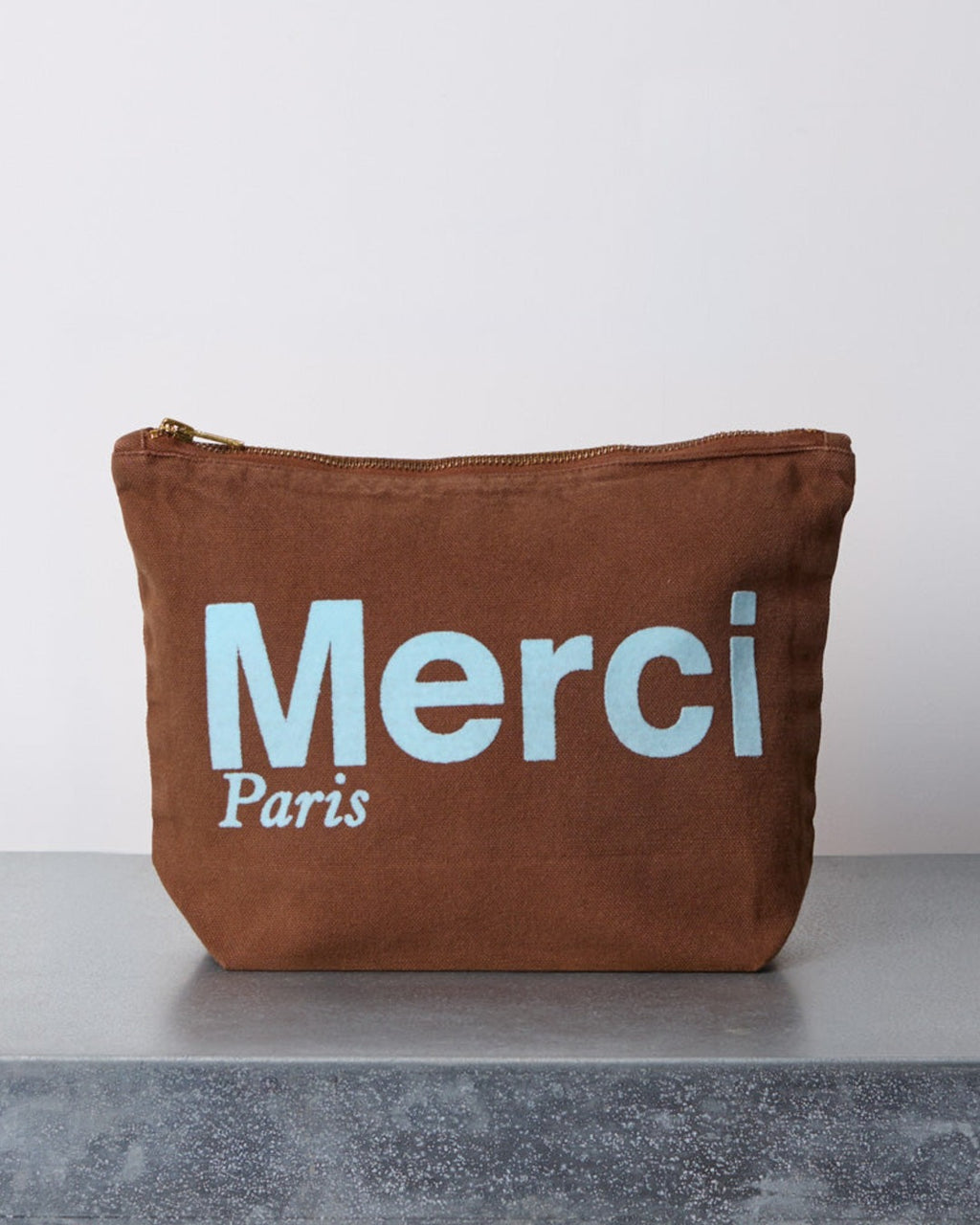 Merci - Cotton pouch - Brown & Blue
